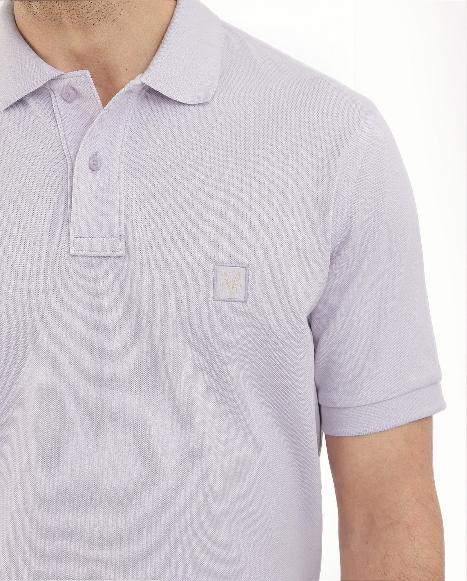 Rare Rabbit Men's Paret-Pastel Pastel Purple Cotton Embroidered Regular Fit Half Sleeve Polo - Image 2