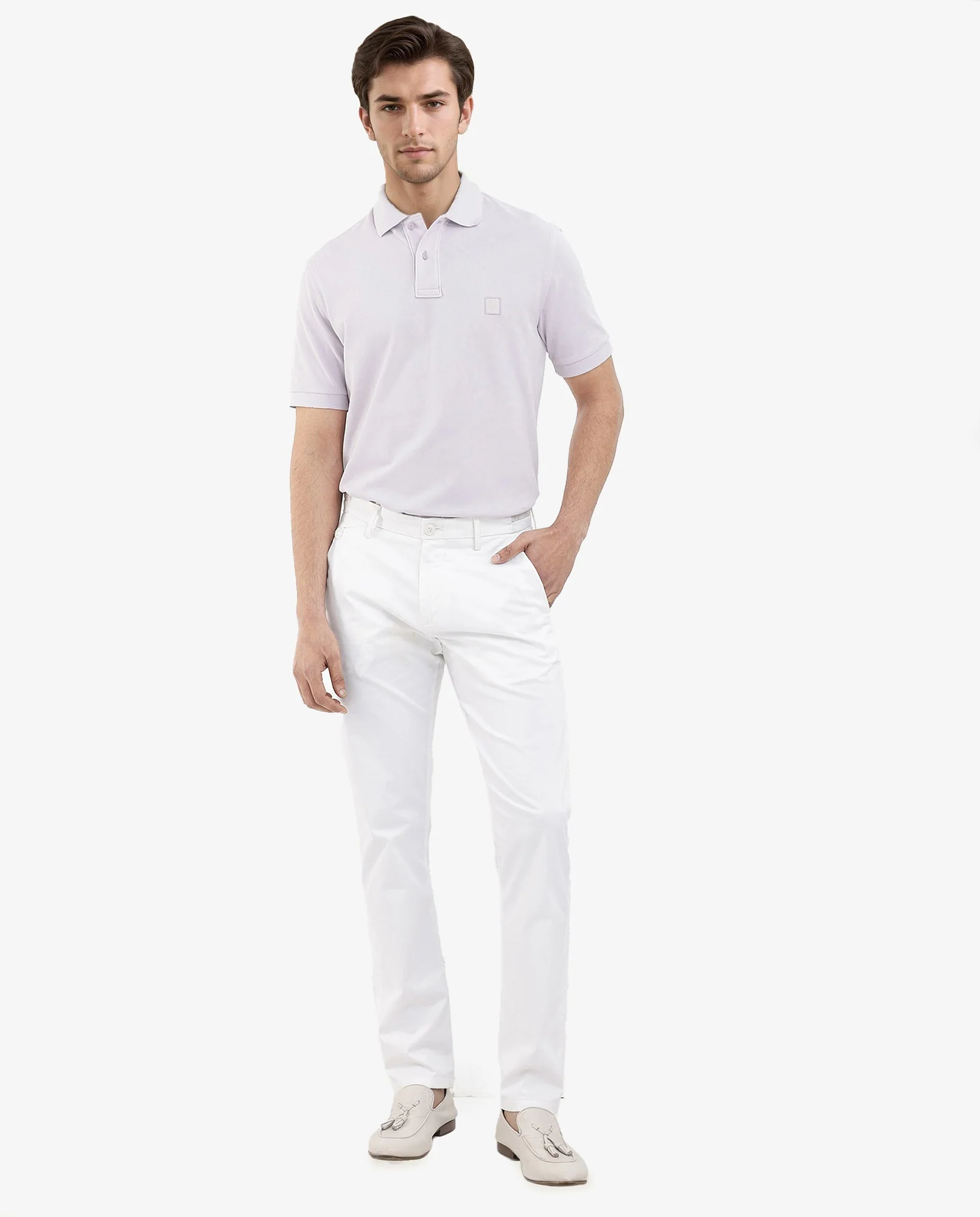 Rare Rabbit Men's Paret-Pastel Pastel Purple Cotton Embroidered Regular Fit Half Sleeve Polo - Image 3