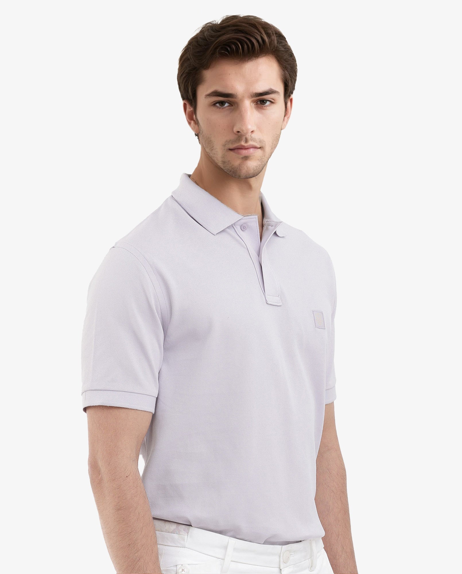 Rare Rabbit Men's Paret-Pastel Pastel Purple Cotton Embroidered Regular Fit Half Sleeve Polo - Image 4