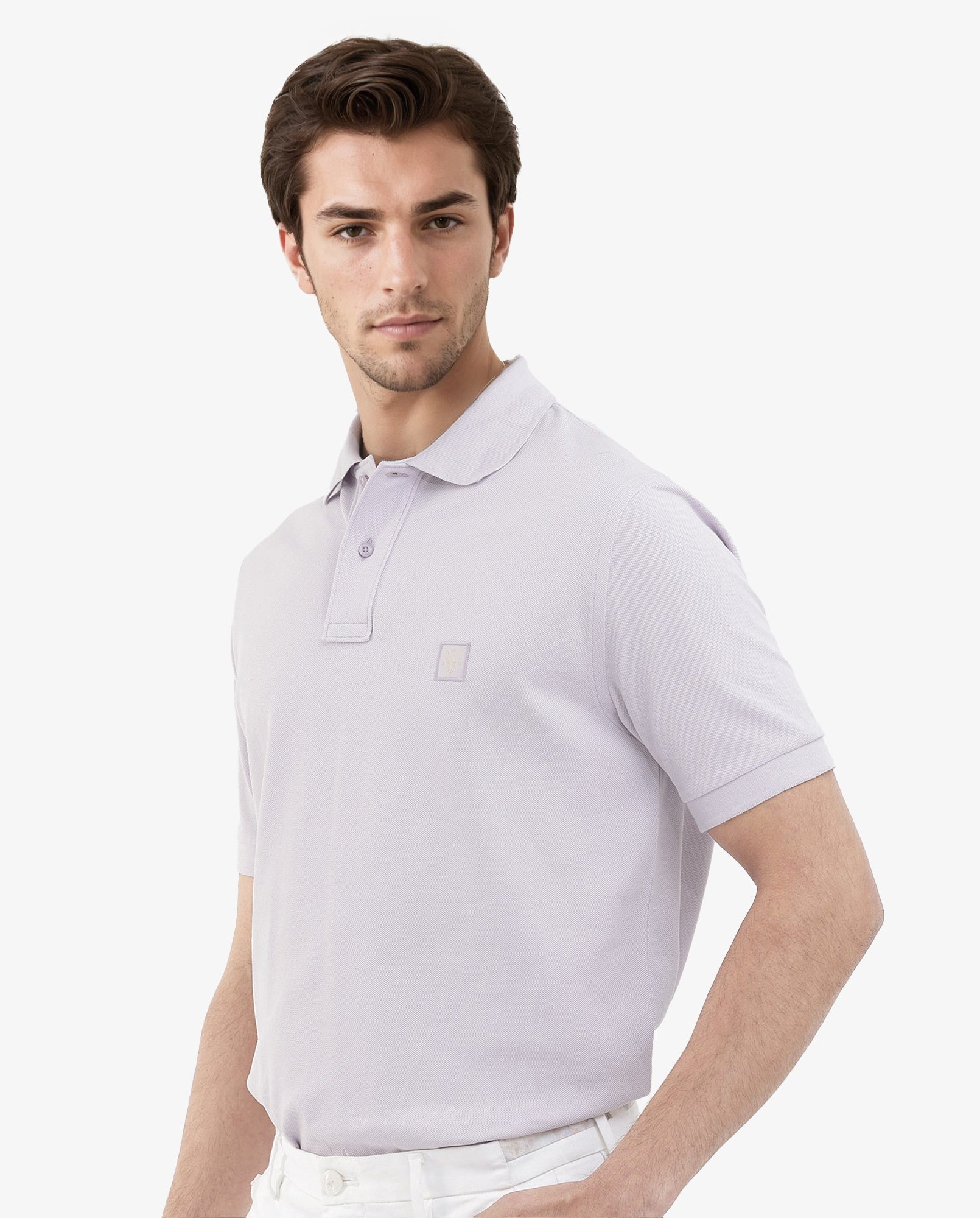 Rare Rabbit Men's Paret-Pastel Pastel Purple Cotton Embroidered Regular Fit Half Sleeve Polo - Image 6