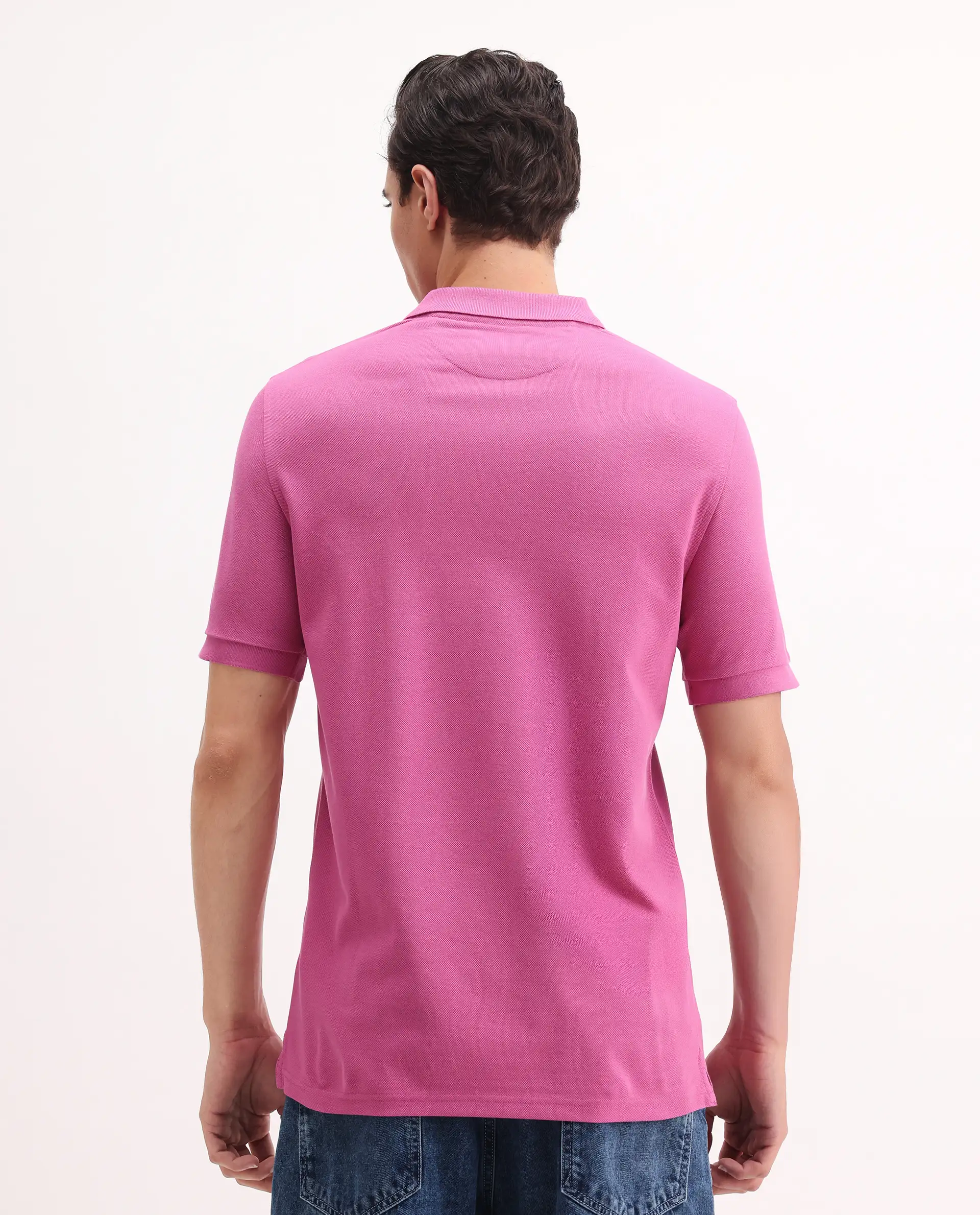 Rare Rabbit Men's Paret-Bright Flouroscent Pink Cotton Embroidered Regular Fit Half Sleeve Polo - Image 6