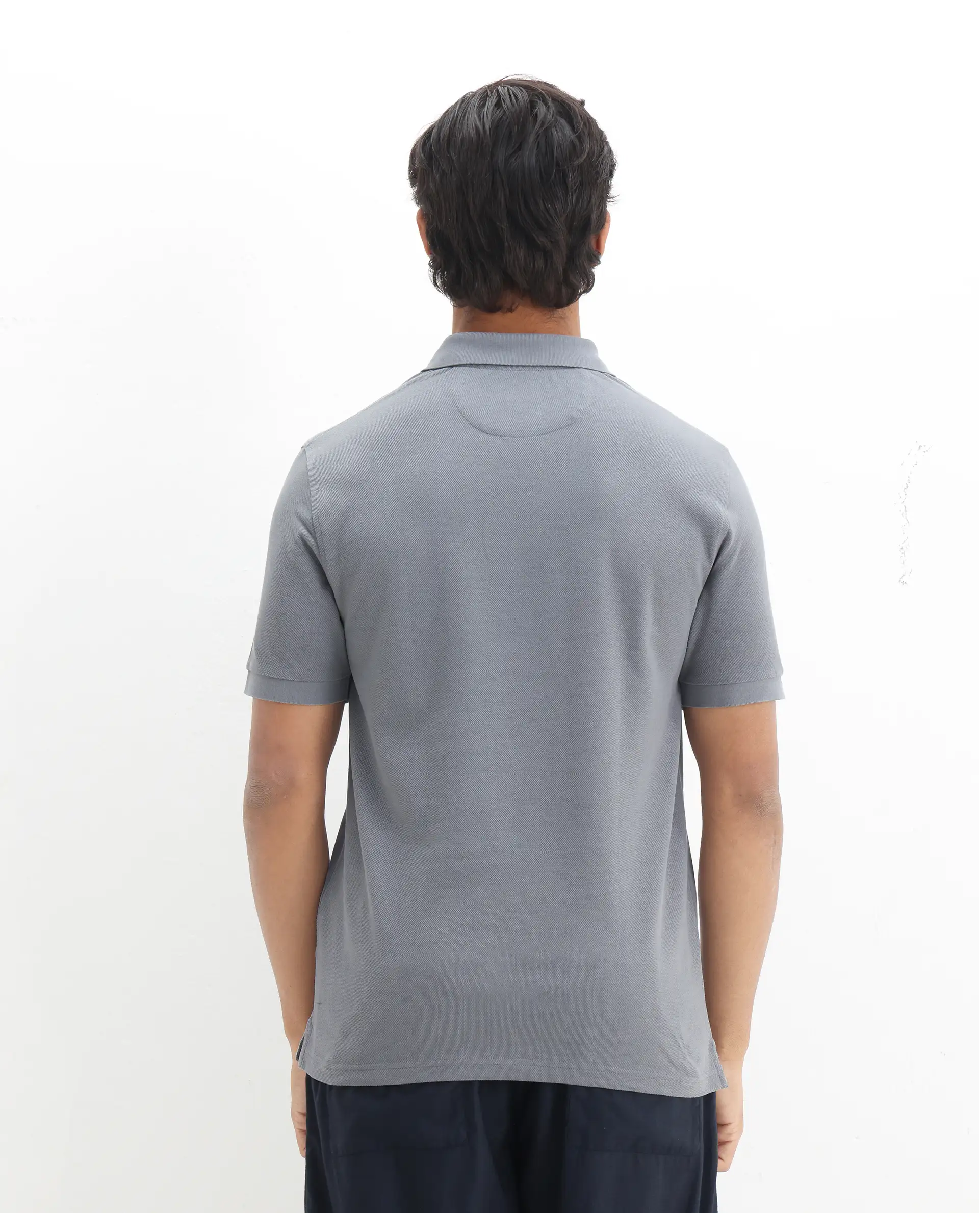 Rare Rabbit Men's Pareto Grey Cotton Embroidered Regular Fit Half Sleeve Polo - Image 8