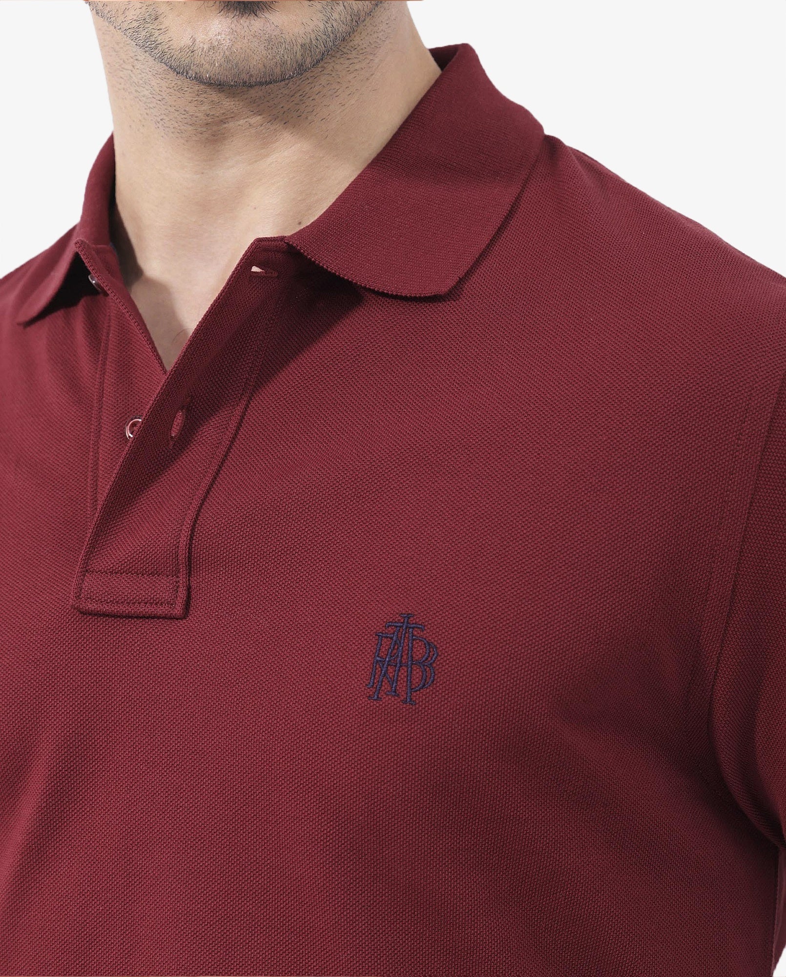 Rare Rabbit Men's Pareto Red Cotton Embroidered Regular Fit Half Sleeve Polo - Image 3