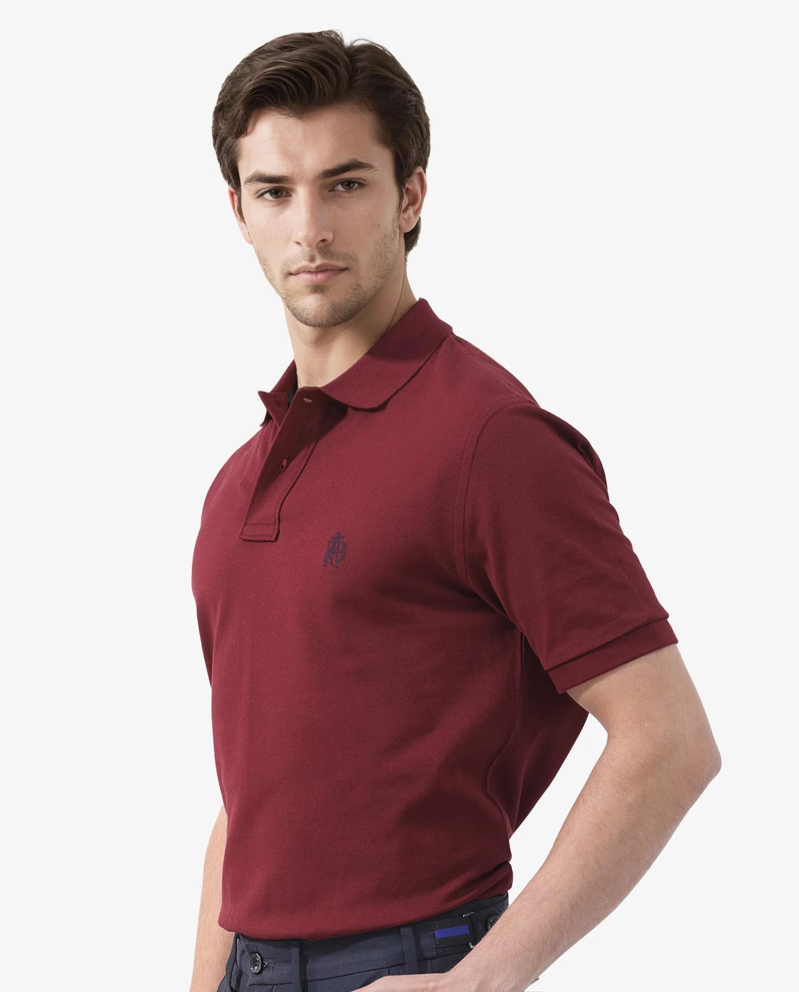 Rare Rabbit Men's Pareto Red Cotton Embroidered Regular Fit Half Sleeve Polo - Image 6