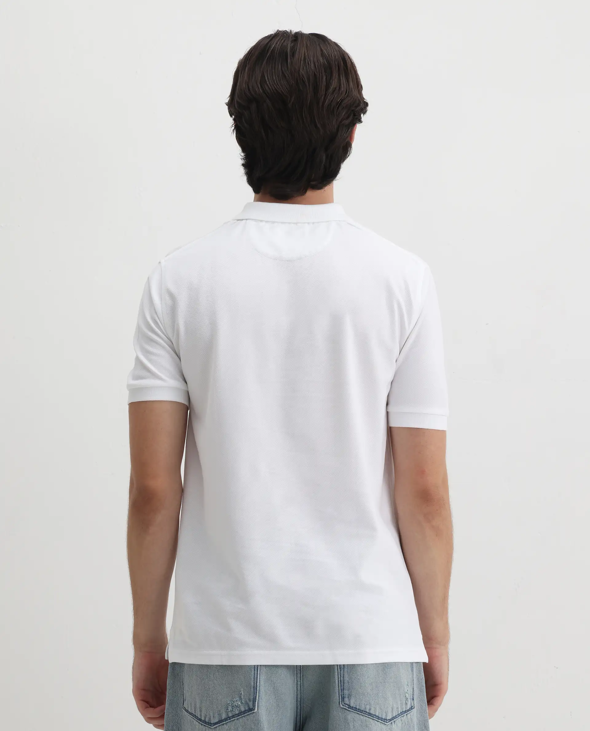 Rare Rabbit Men's Pareto White Cotton Embroidered Regular Fit Half Sleeve Polo - Image 8