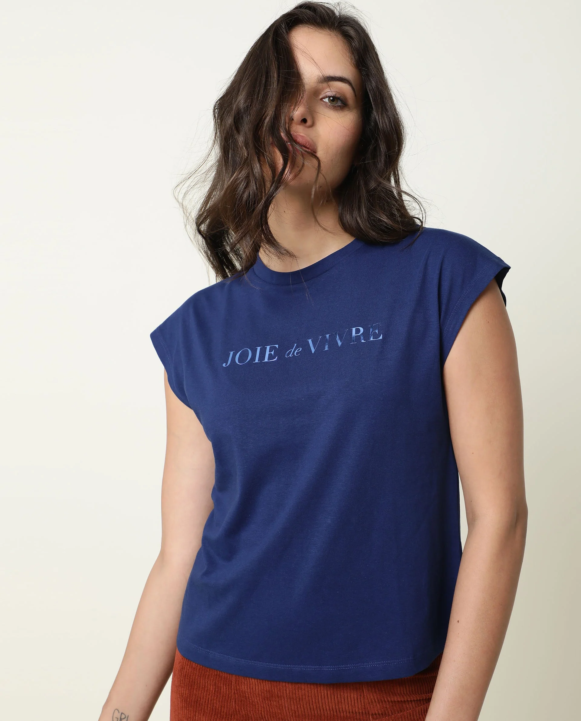 Rareism Women's Pariot Navy Cotton Crew Neck Printed Regular Fit T-Shirt - Image 4