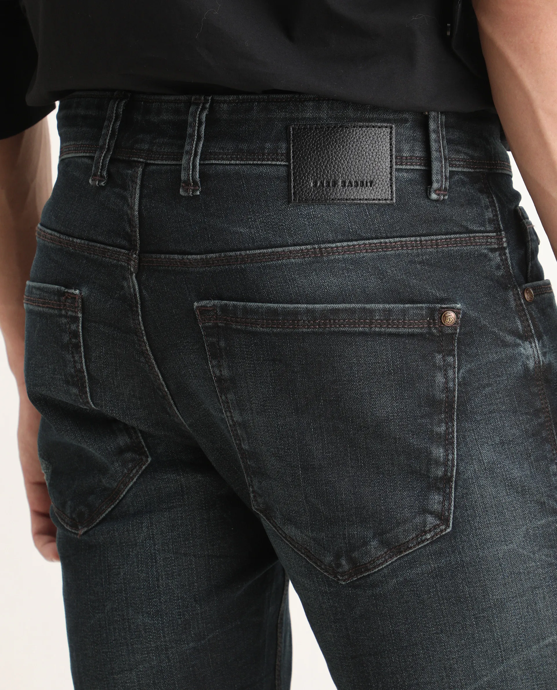 Rare Rabbit Men's Parle-1 Dark Blue Cotton Blend Fabric Hawk Slim Plain Jeans - Image 6