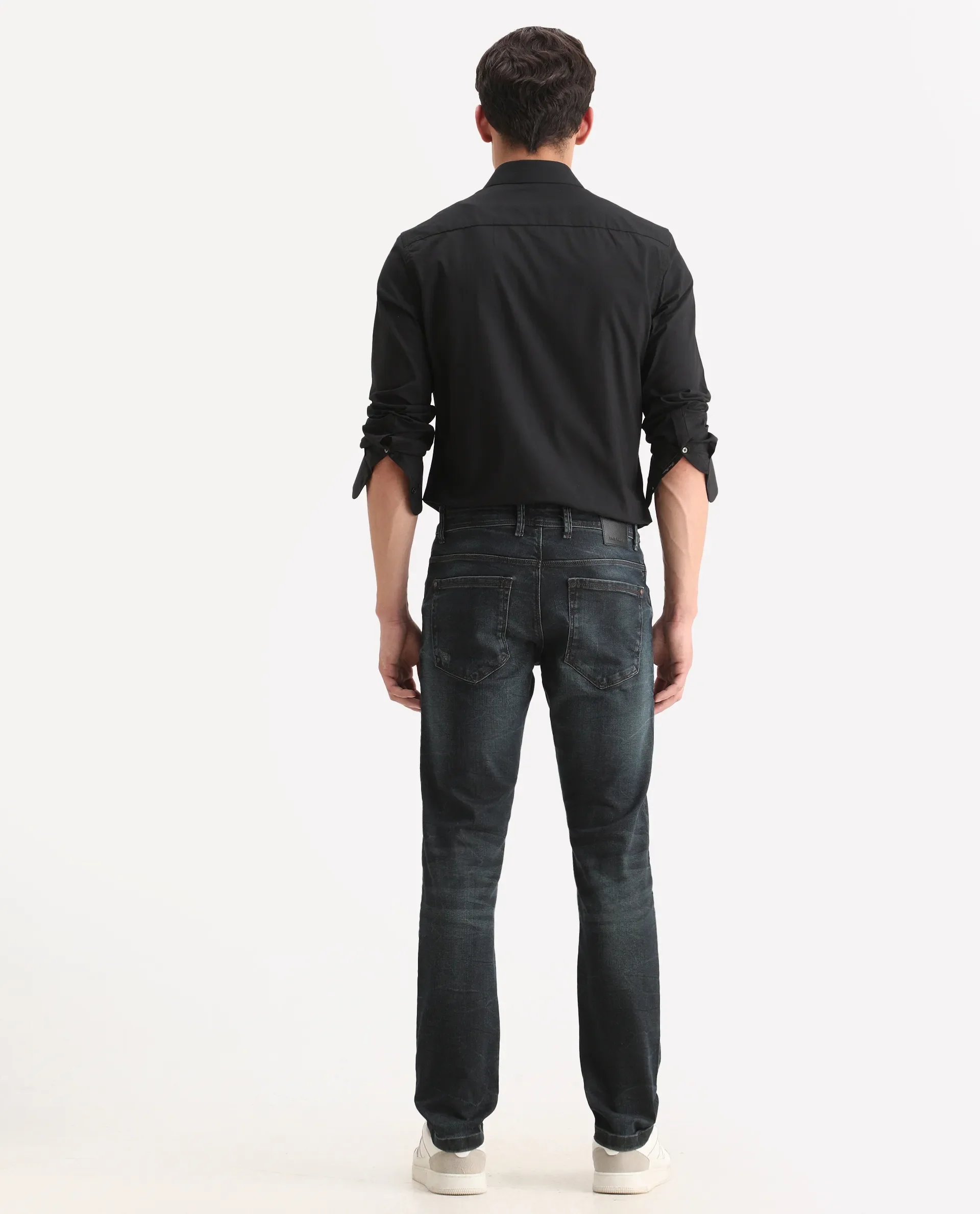 Rare Rabbit Men's Parle-1 Dark Blue Cotton Blend Fabric Hawk Slim Plain Jeans - Image 8
