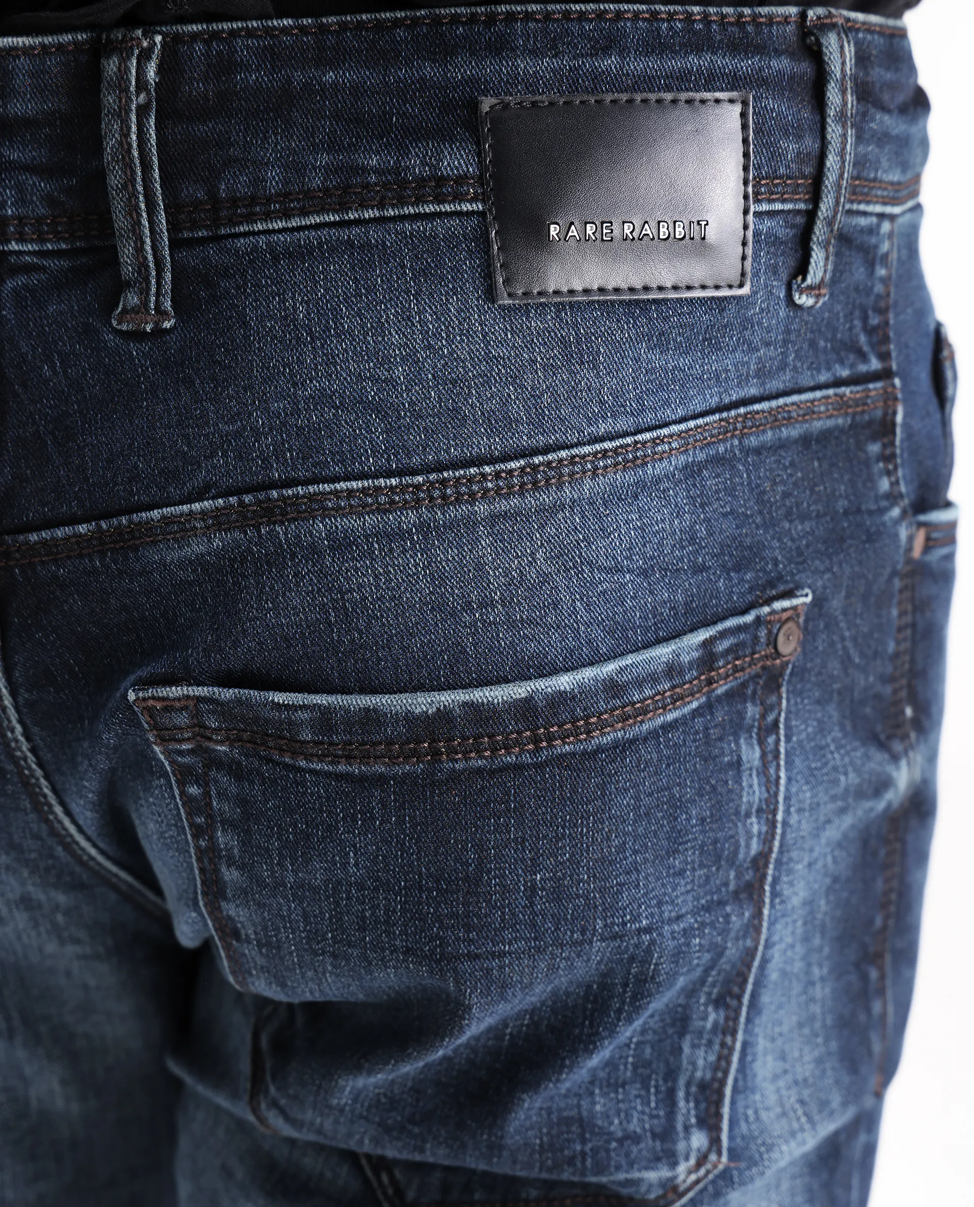 Rare Rabbit Men's Parle Navy Cotton Plain Hawk Slim Fit Jeans - Image 8