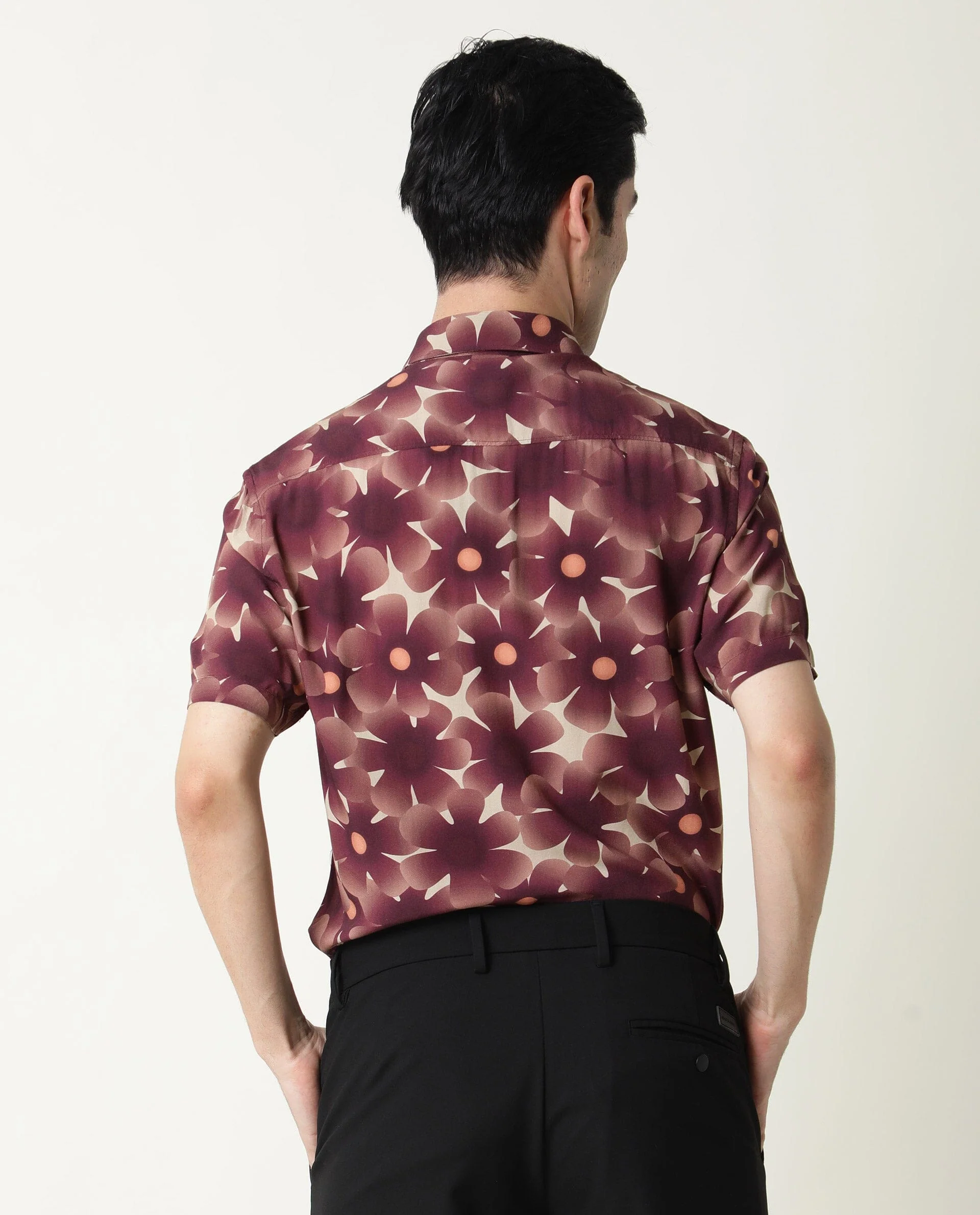 Rare Rabbit Men's Parles Brown Viscose Floral Print Regular Fit Half Sleeve Collared Shirt - Image 9