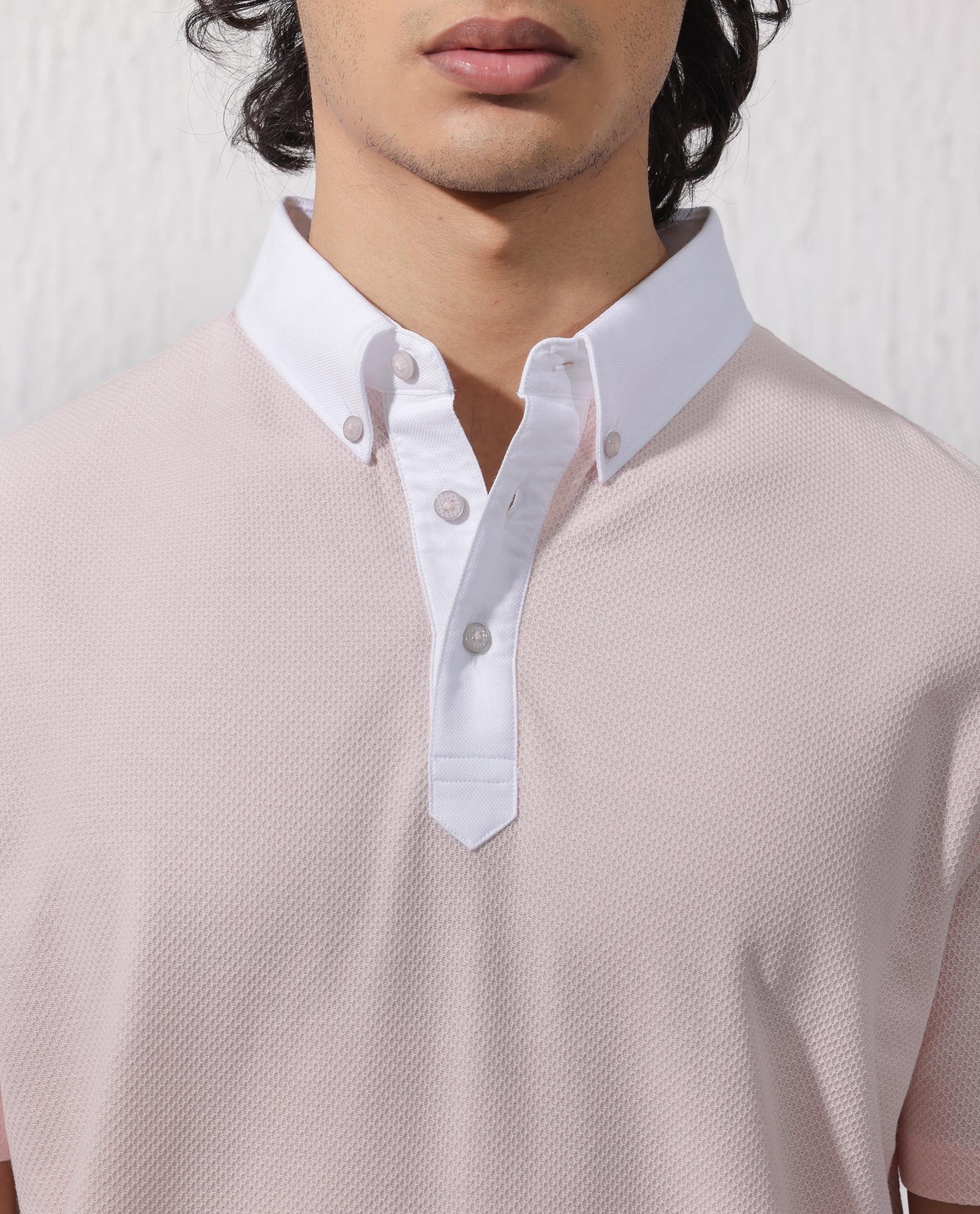 Rare Rabbit Men's Parma2 Pastel Pink Cotton Plain Regular Fit Half Sleeve Polo - Image 6