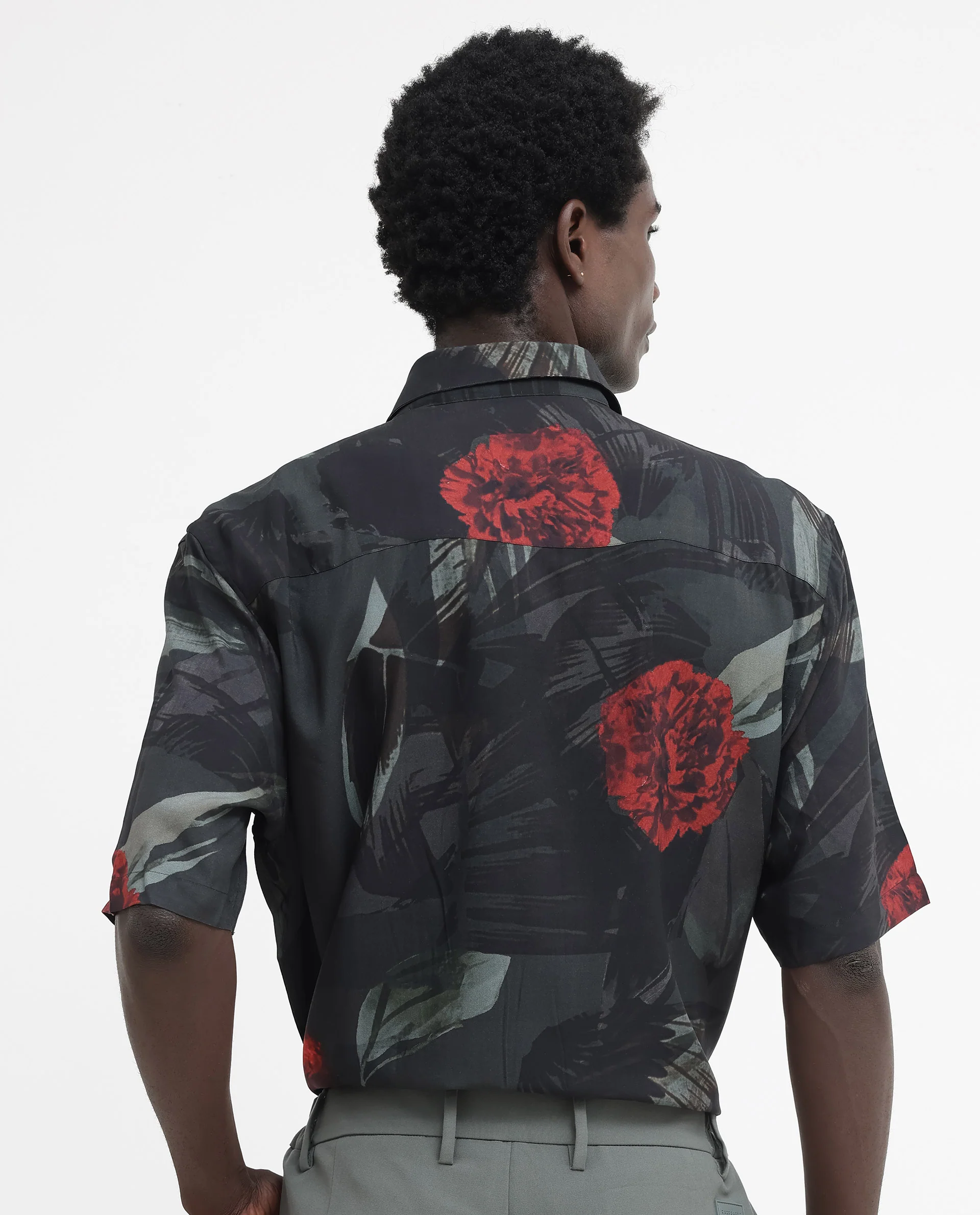 Rare Rabbit Men's Parrot Dark Grey Viscose Animal Print Boxy Fit Half Sleeve Collared Shirt - Image 8