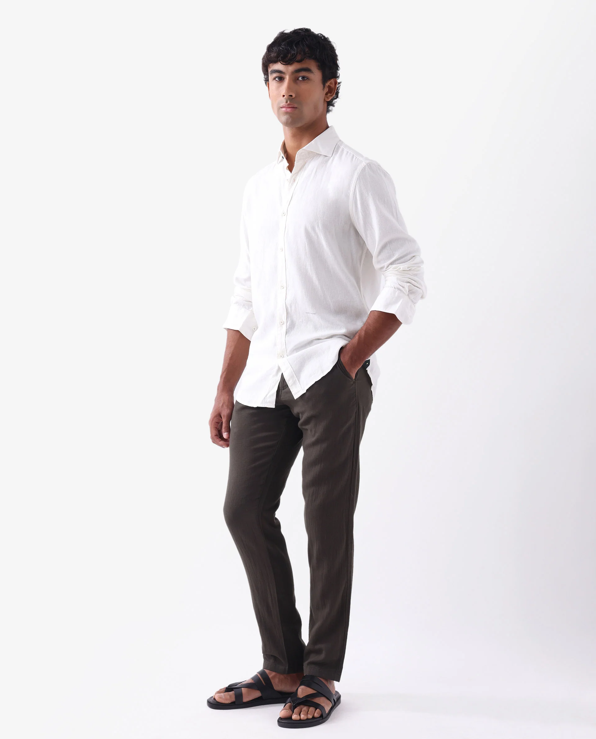 Rare Rabbit Men's Pastor 2 Brown Cotton Plain Regular Fit Trouser - Image 3