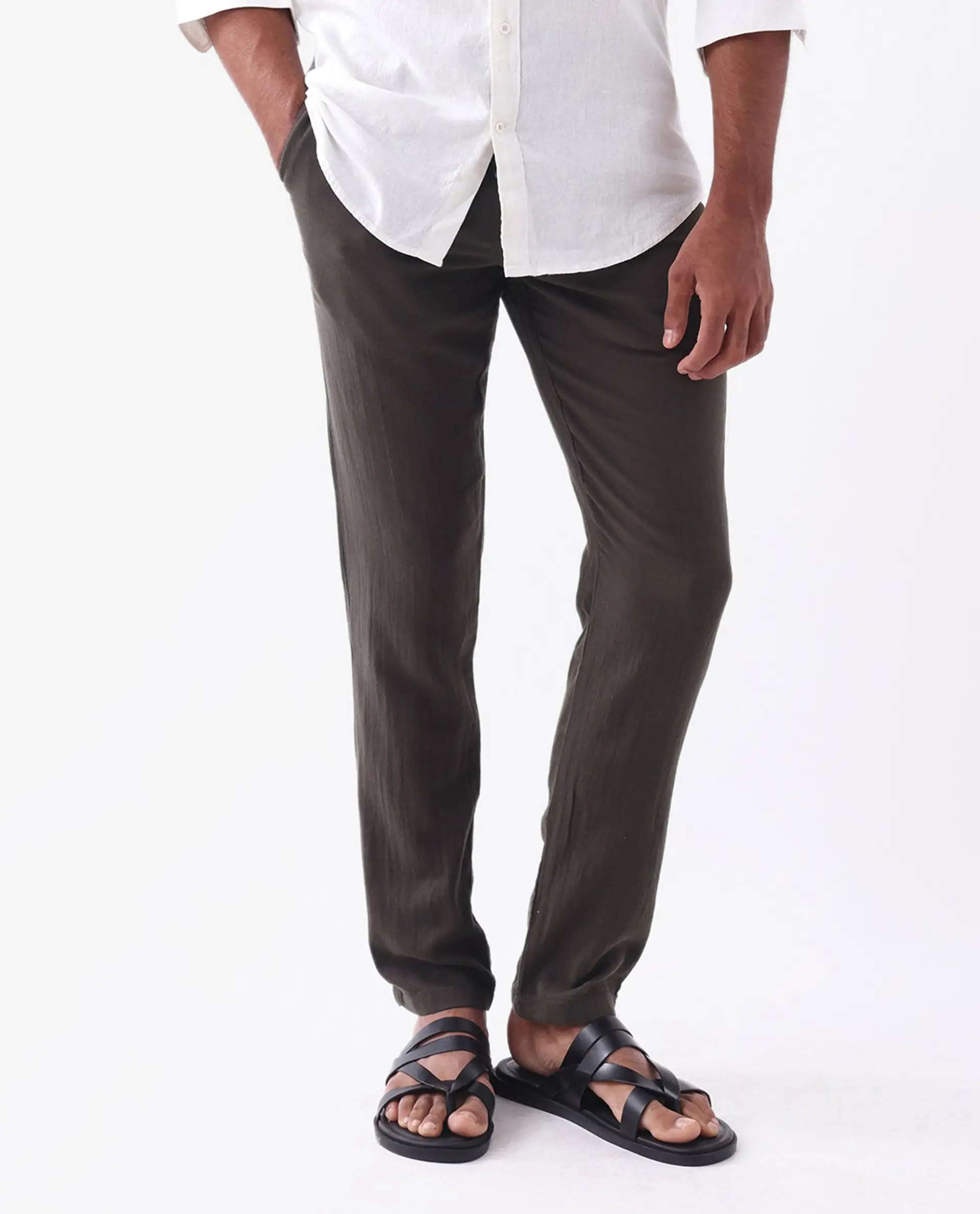 Rare Rabbit Men's Pastor 2 Brown Cotton Plain Regular Fit Trouser - Image 7