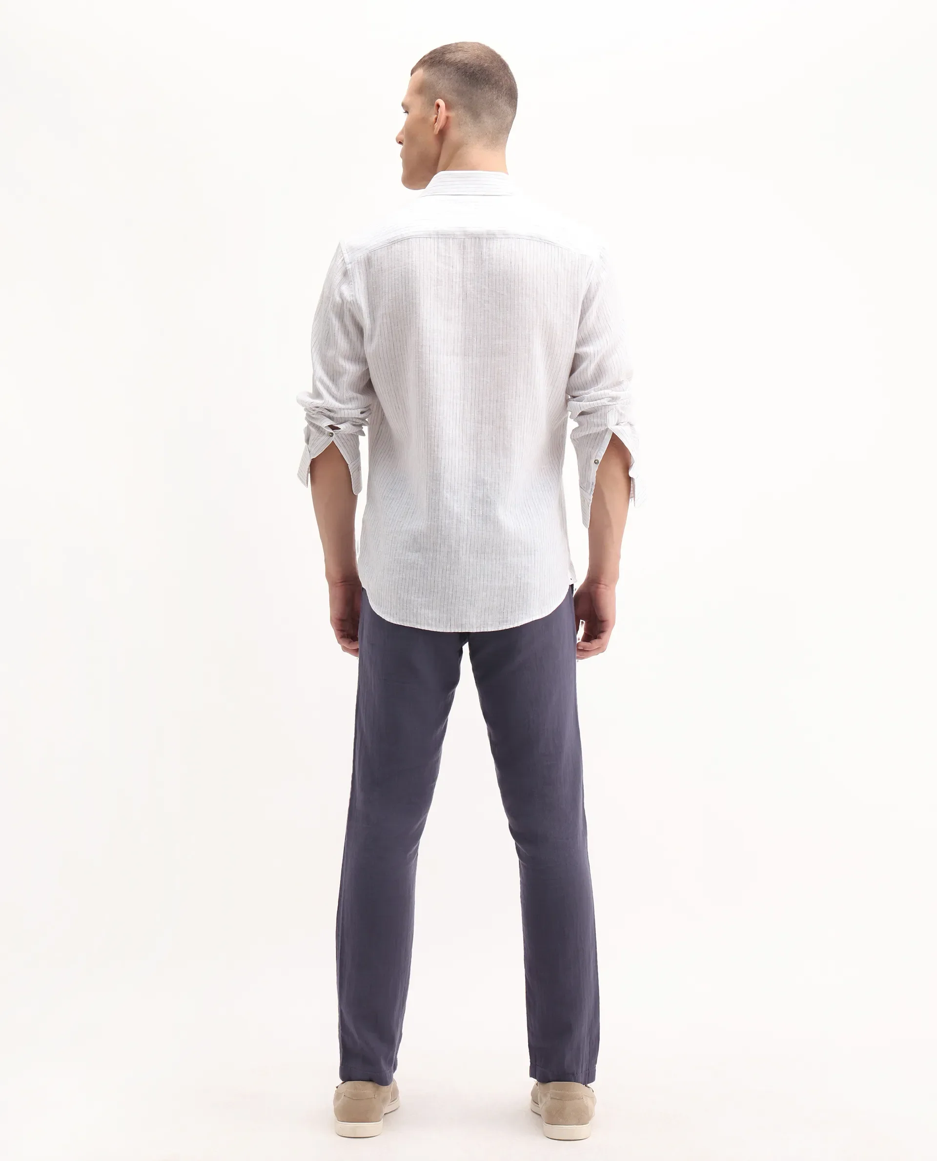 Rare Rabbit Men's Pastor 2 Dusky Purple Cotton Plain Regular Fit Trouser - Image 8
