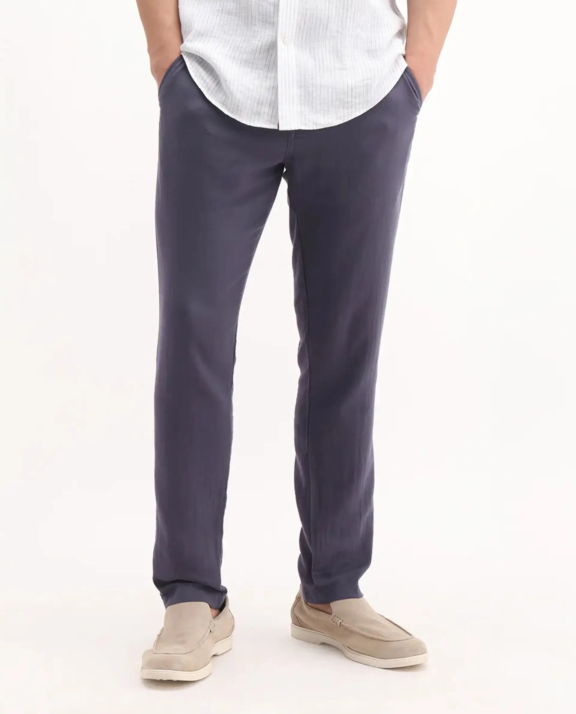 Rare Rabbit Men's Pastor 2 Dusky Purple Cotton Plain Regular Fit Trouser - Image 9