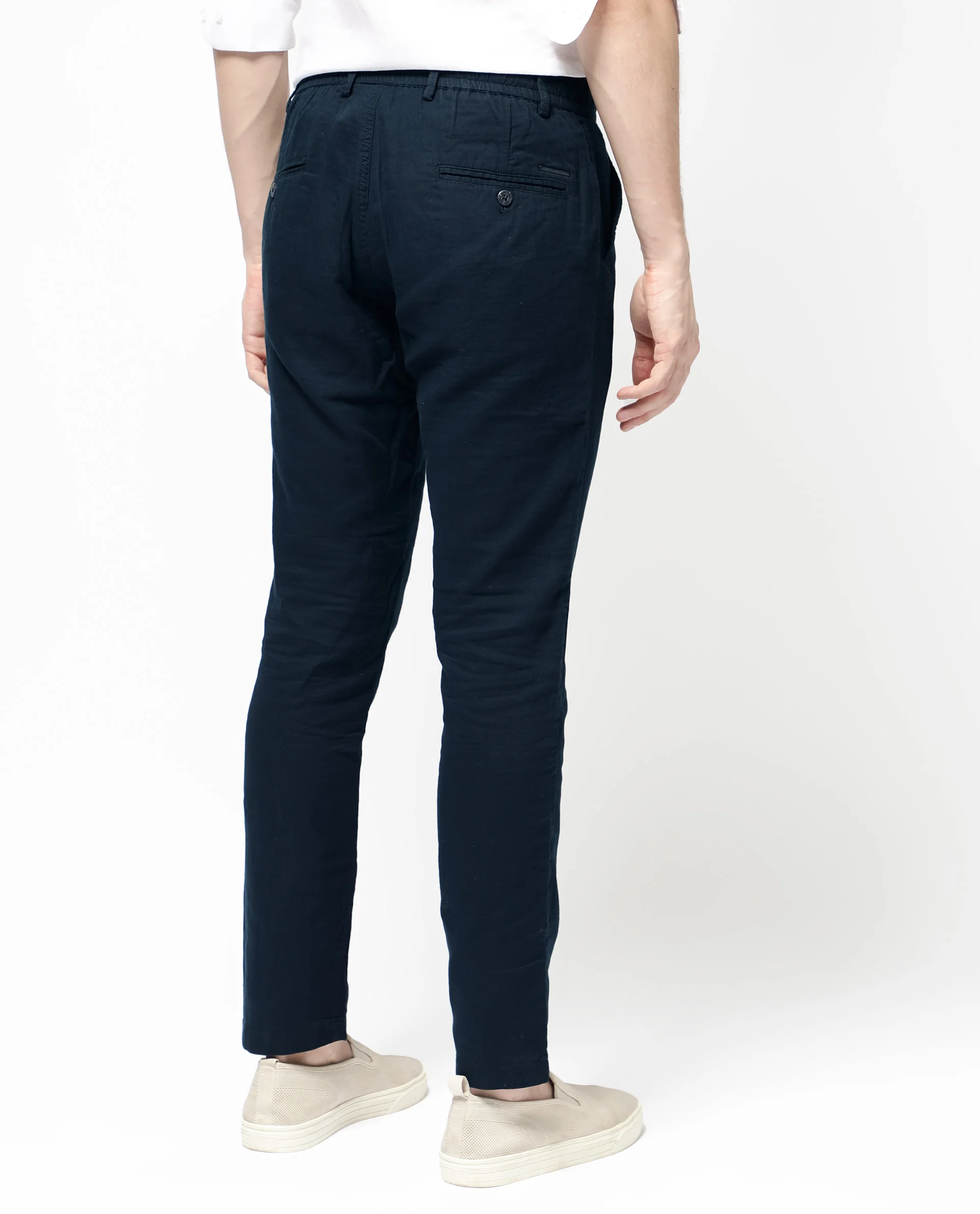 Rare Rabbit Men's Pastor 2 Navy Cotton Plain Regular Fit Trouser - Image 8