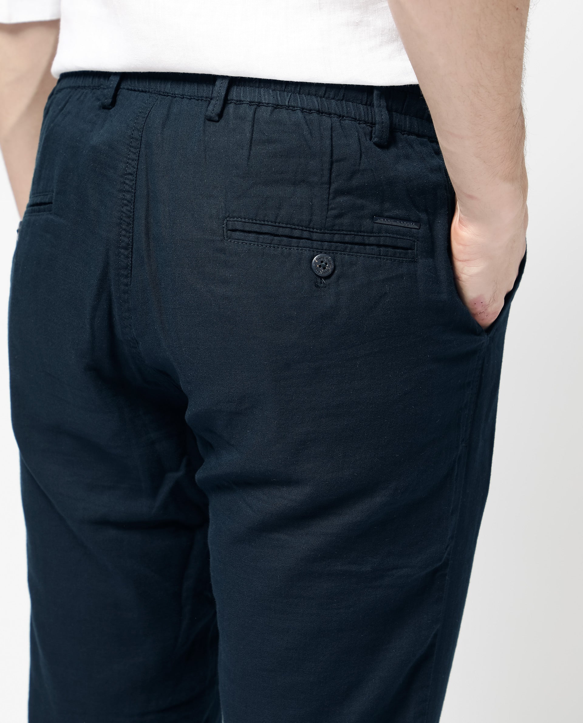 Rare Rabbit Men's Pastor 2 Navy Cotton Plain Regular Fit Trouser - Image 9