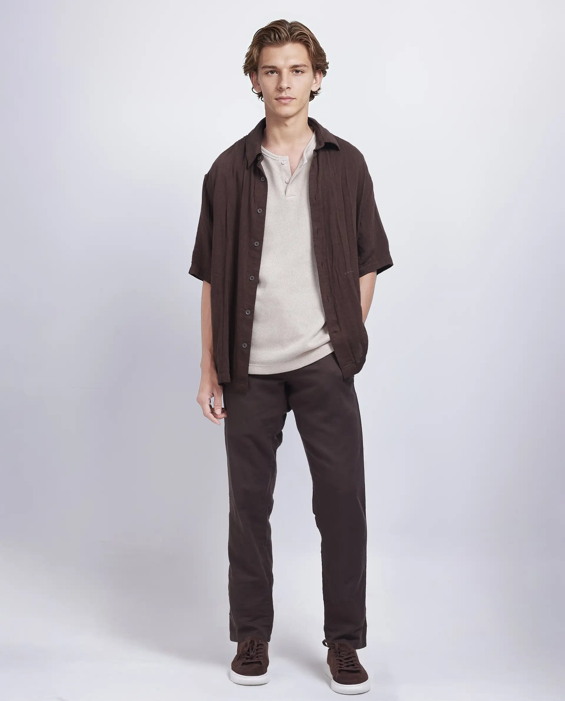 Rare Rabbit Men's Pastor-25 Brown Cotton Plain Regular Fit Trouser - Image 2
