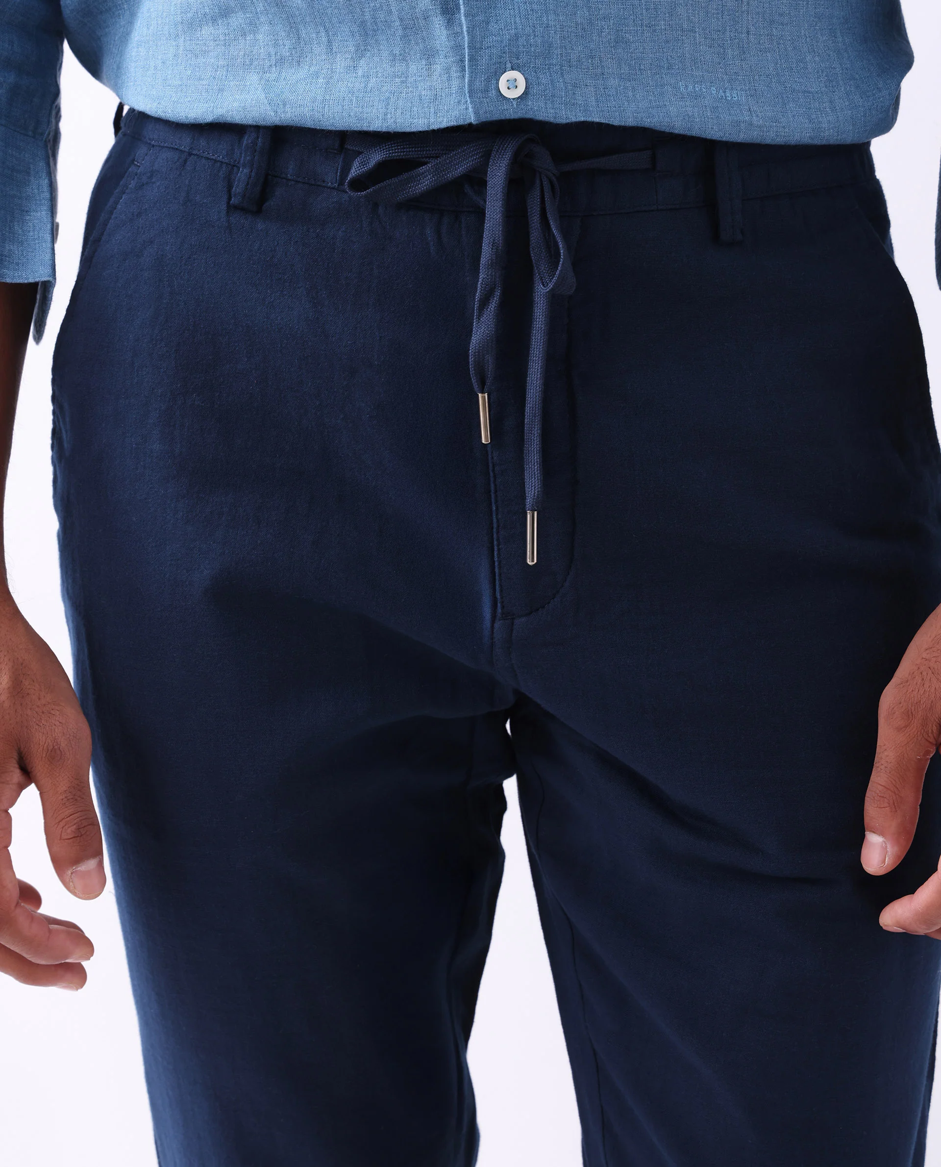 Rare Rabbit Men's Pastor-25 Navy Cotton Plain Regular Fit Trouser - Image 2