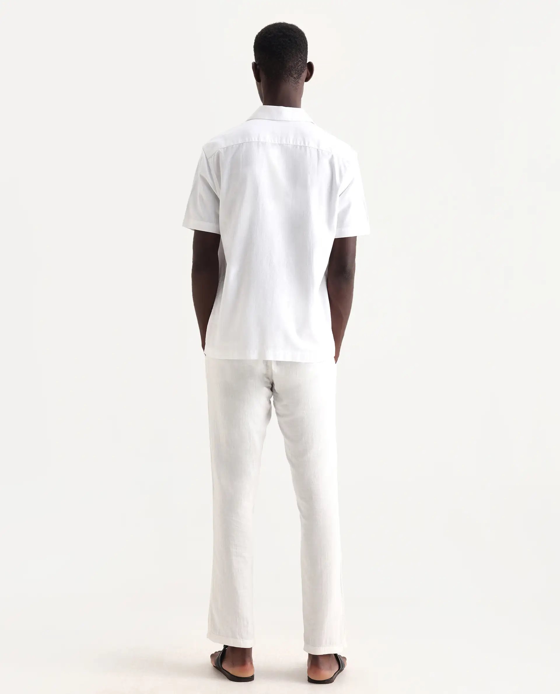 Rare Rabbit Men's Pastor 25 White Cotton Plain Regular Fit Trouser - Image 6