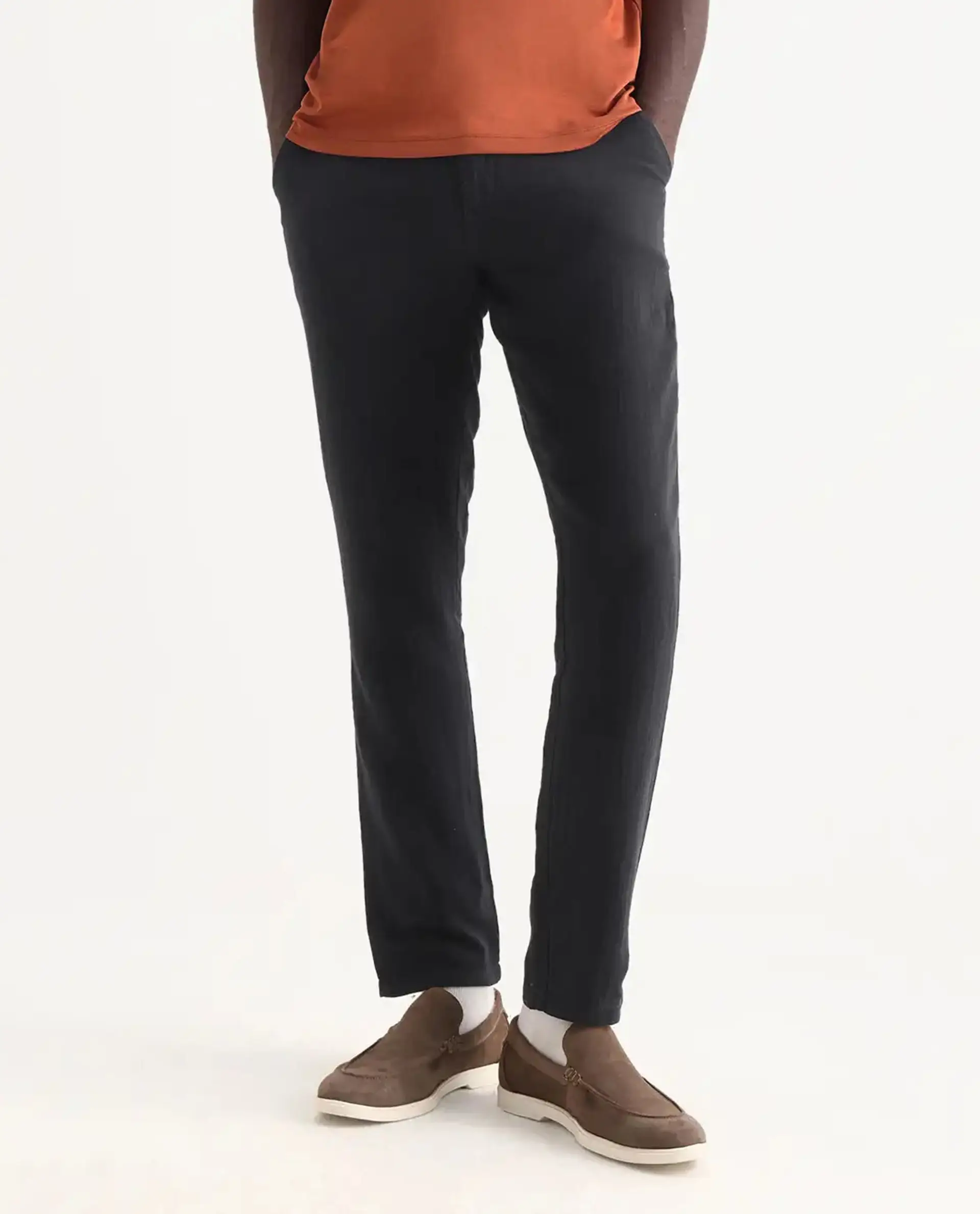Rare Rabbit Men's Pastor-3 Black Cotton Plain Regular Fit Trouser - Image 8