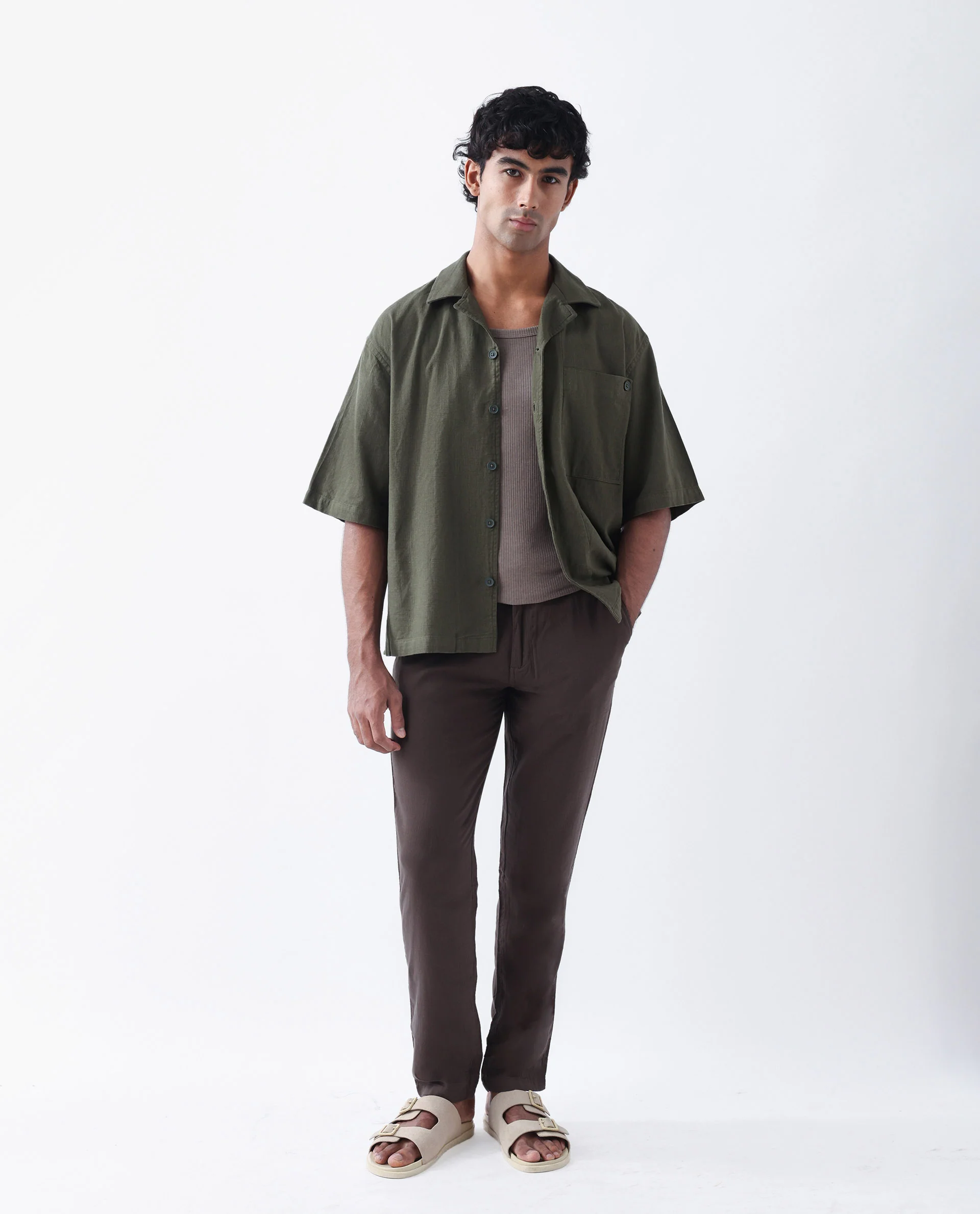 Rare Rabbit Men's Pastor-3 Dark Brown Cotton Plain Regular Fit Trouser - Image 2