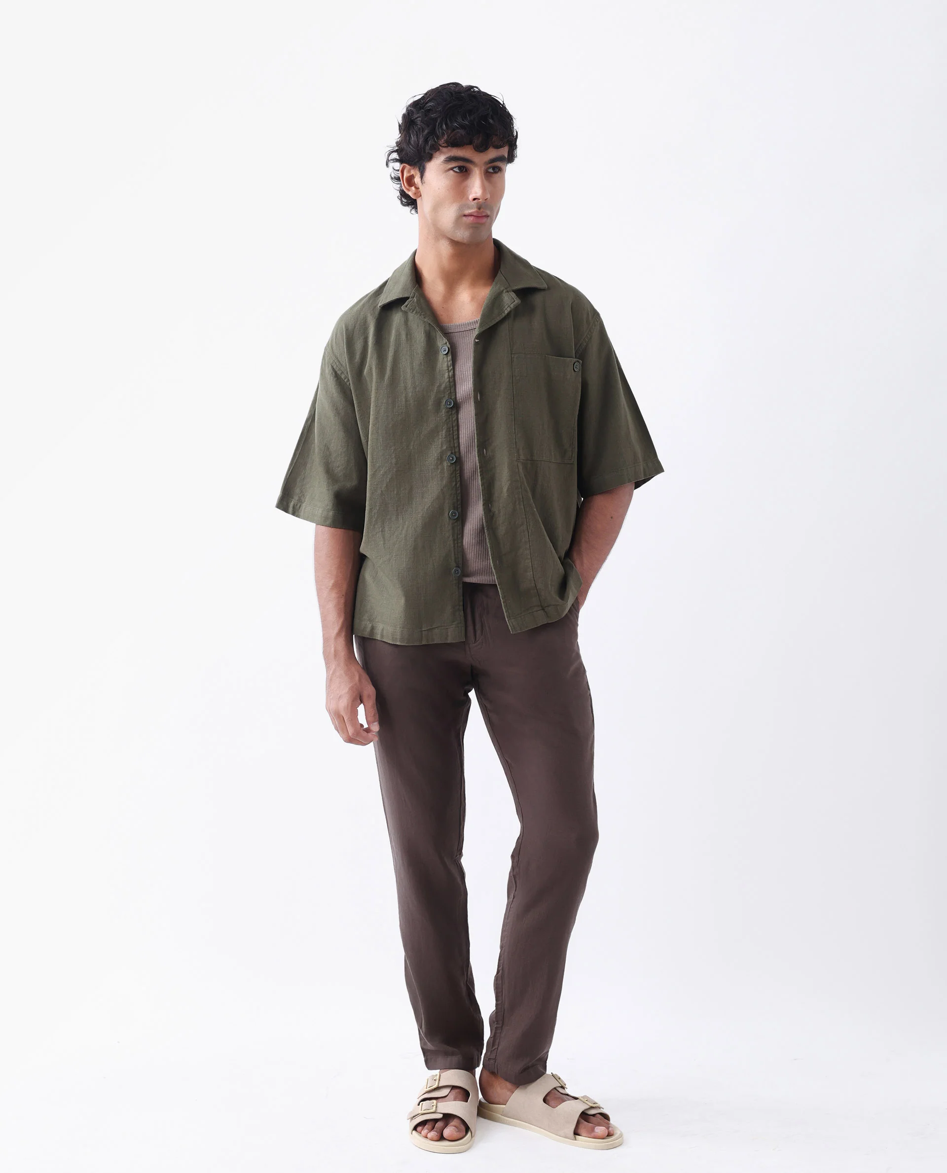 Rare Rabbit Men's Pastor-3 Dark Brown Cotton Plain Regular Fit Trouser - Image 5