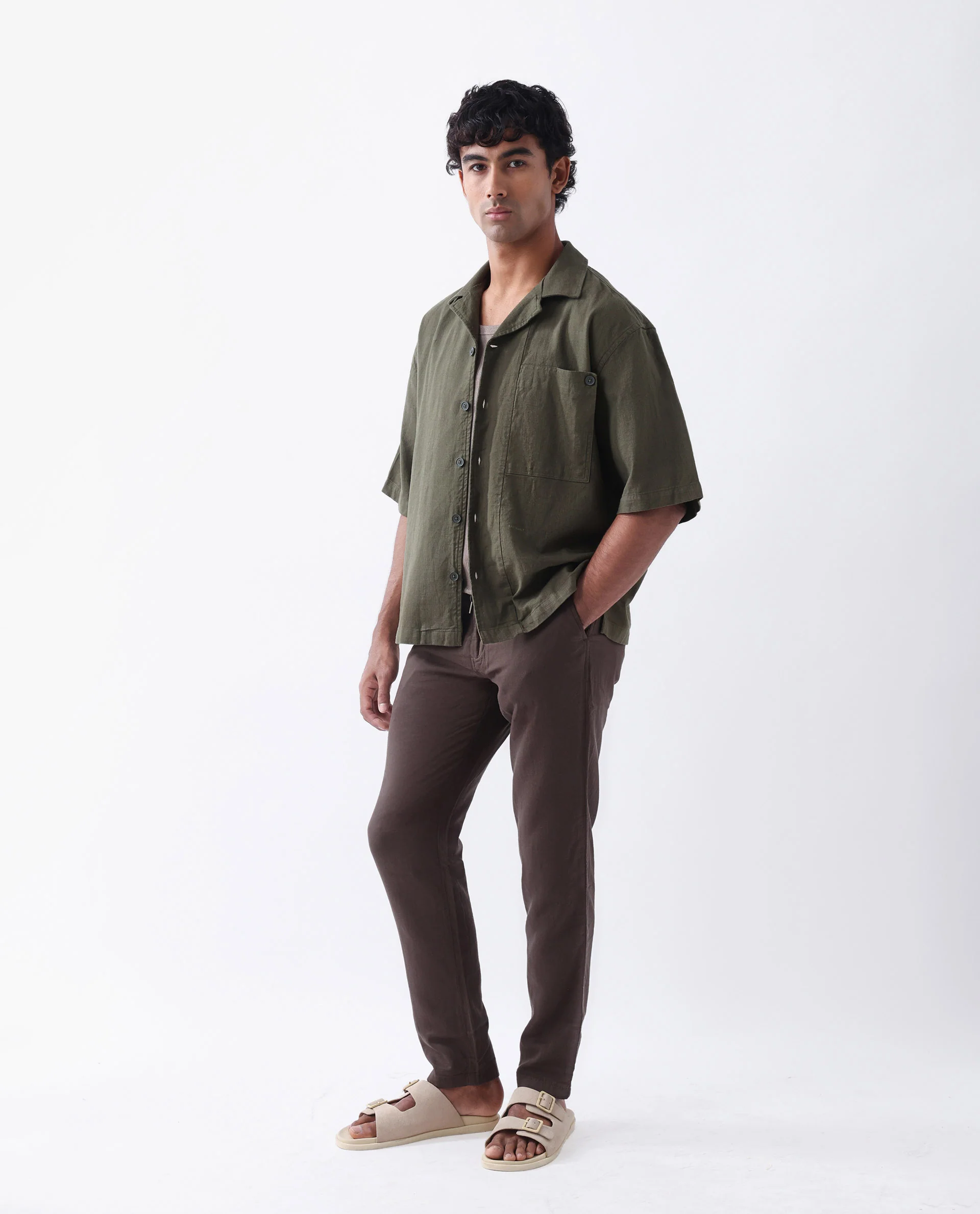 Rare Rabbit Men's Pastor-3 Dark Brown Cotton Plain Regular Fit Trouser - Image 6