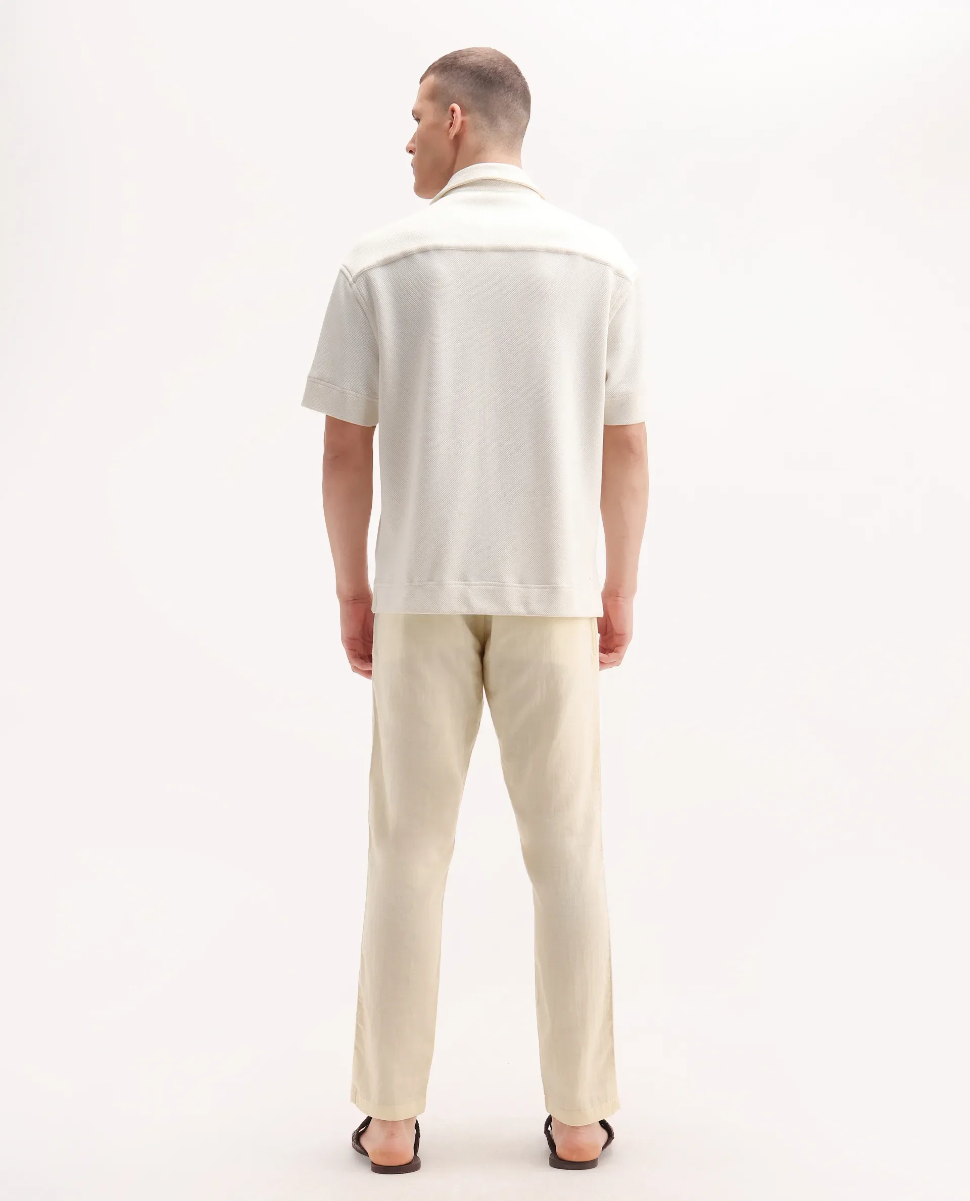 Rare Rabbit Men's Pastor-3 Off White Cotton Plain Regular Fit Trouser - Image 8
