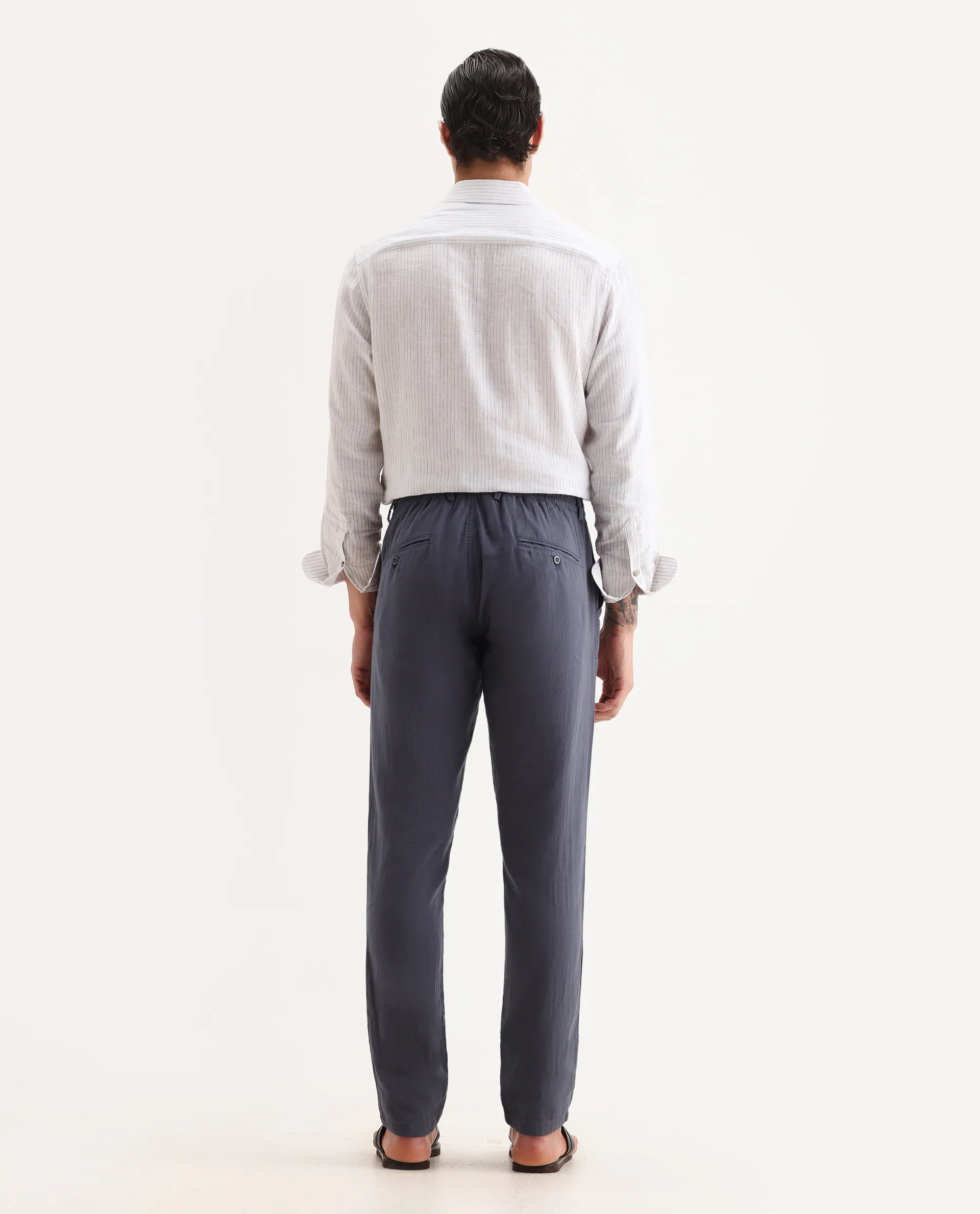 Rare Rabbit Men's Pastor-Aw25 Dusky Purple Cotton Plain Regular Fit Trouser - Image 7