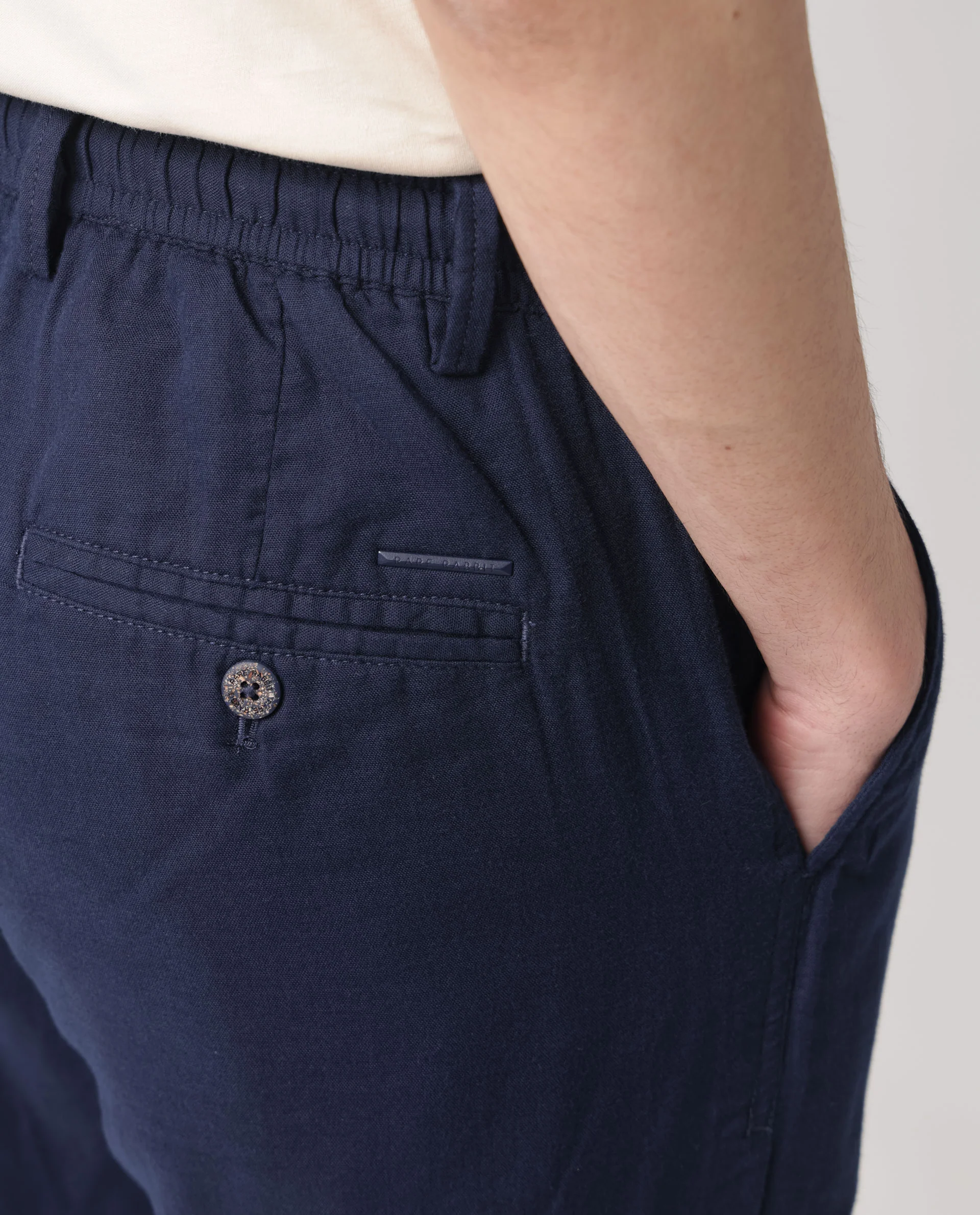 Rare Rabbit Men's Pastor Dark Blue Cotton Plain Regular Fit Trouser - Image 5