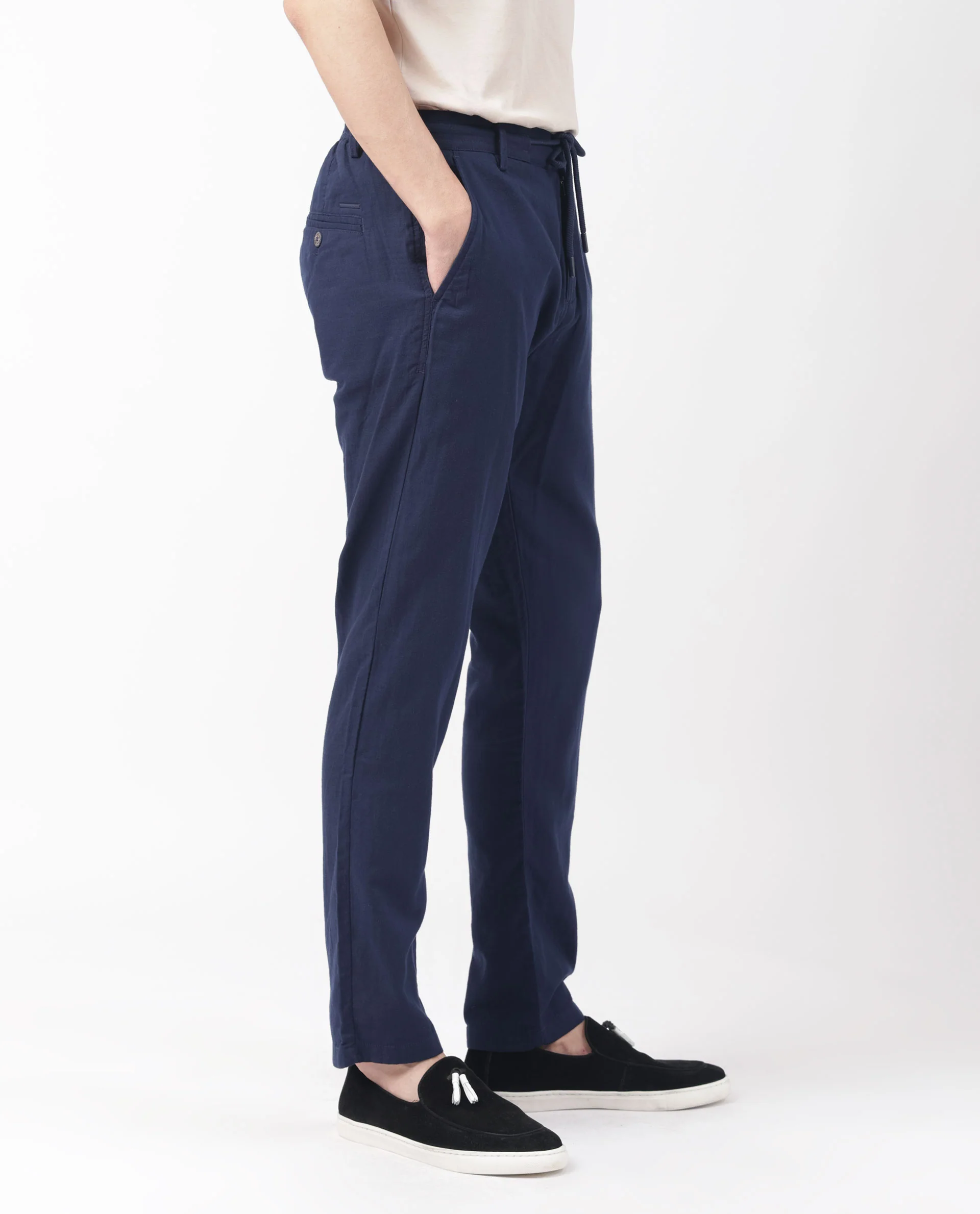 Rare Rabbit Men's Pastor Dark Blue Cotton Plain Regular Fit Trouser - Image 8
