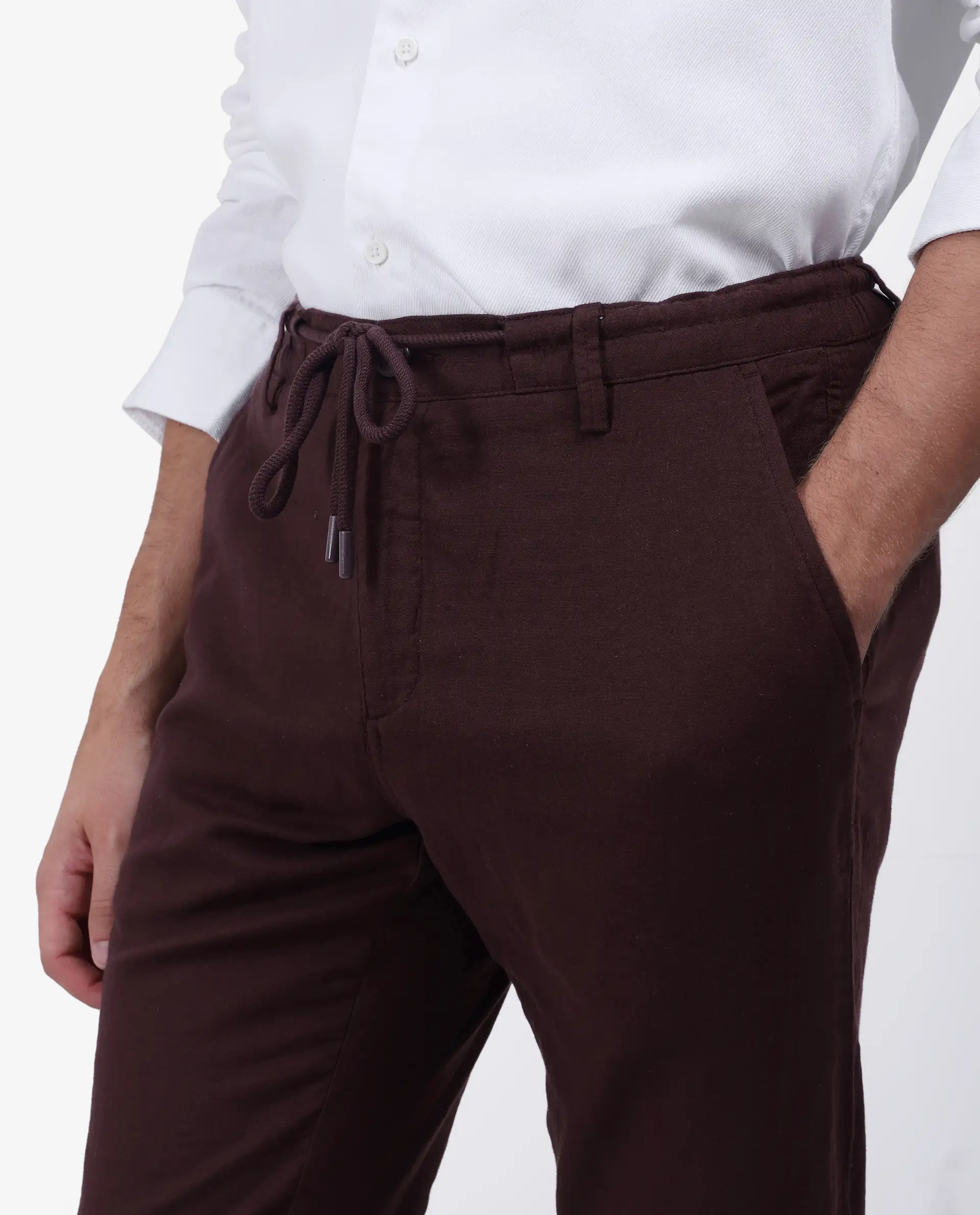 Rare Rabbit Men's Pastor Maroon Plain Regular Fit Trouser - Image 7