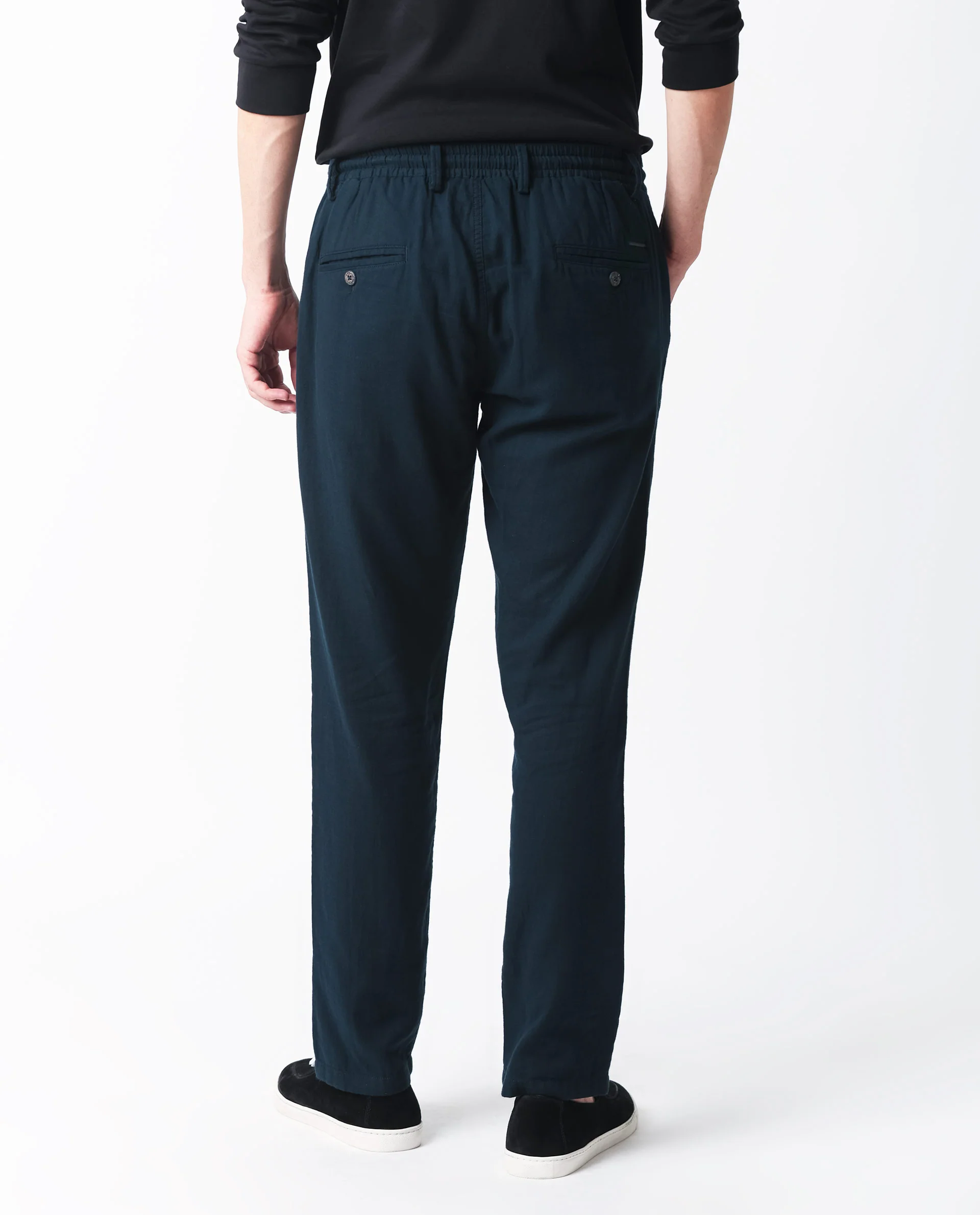 Rare Rabbit Men's Pastor Dark Petrol Cotton Plain Regular Fit Trouser - Image 11