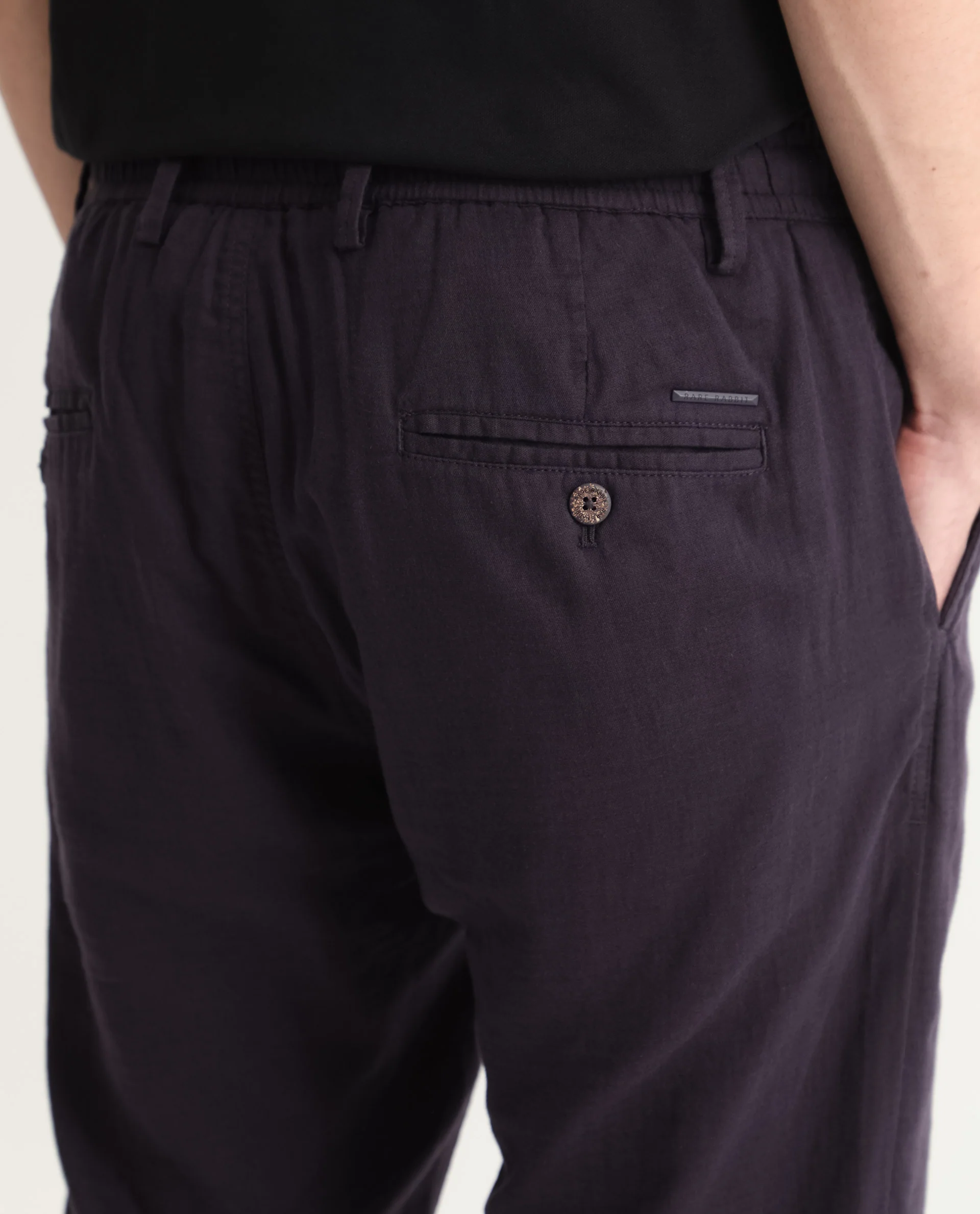 Rare Rabbit Men's Pastor Dark Purple Cotton Plain Regular Fit Trouser - Image 4