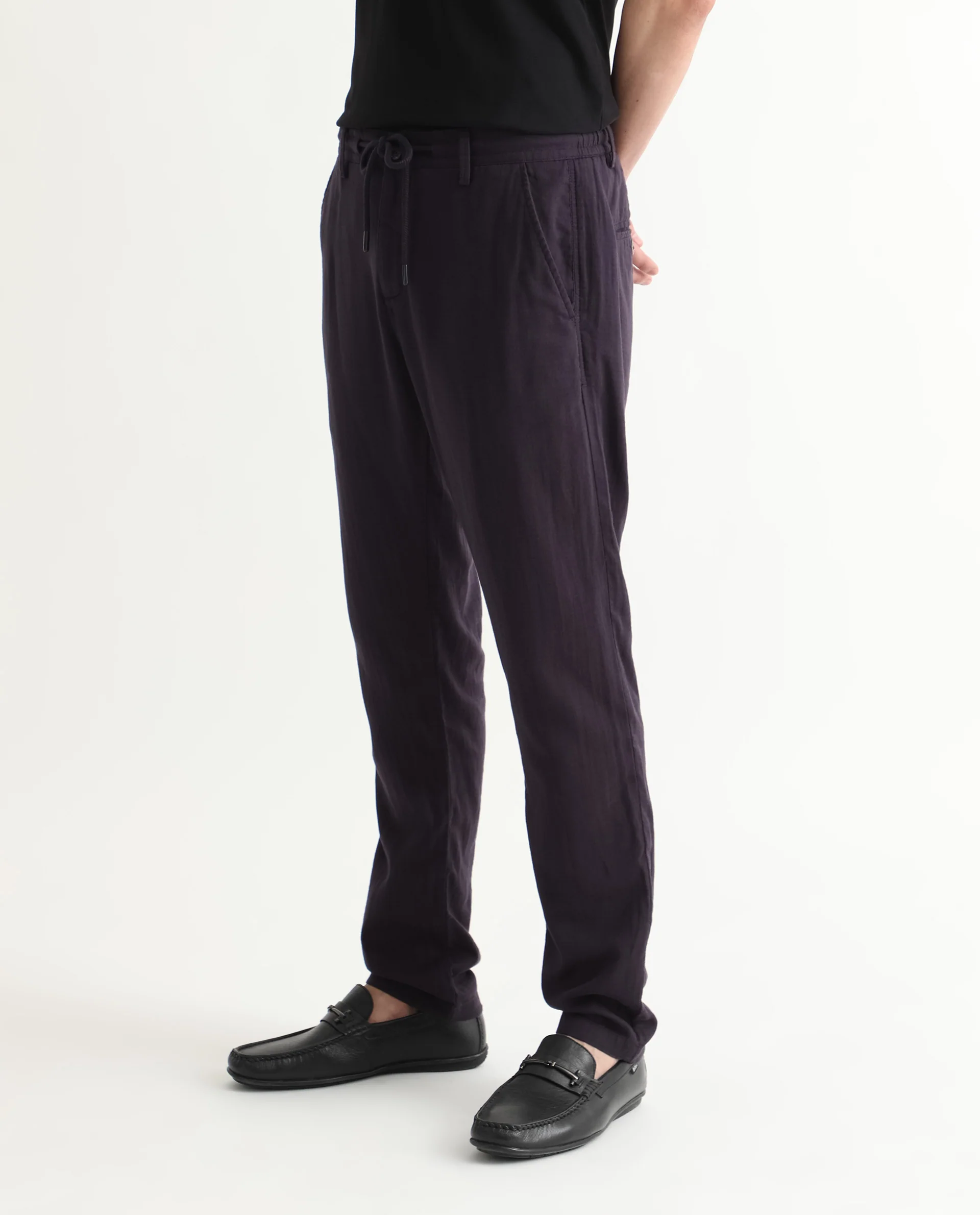 Rare Rabbit Men's Pastor Dark Purple Cotton Plain Regular Fit Trouser - Image 8