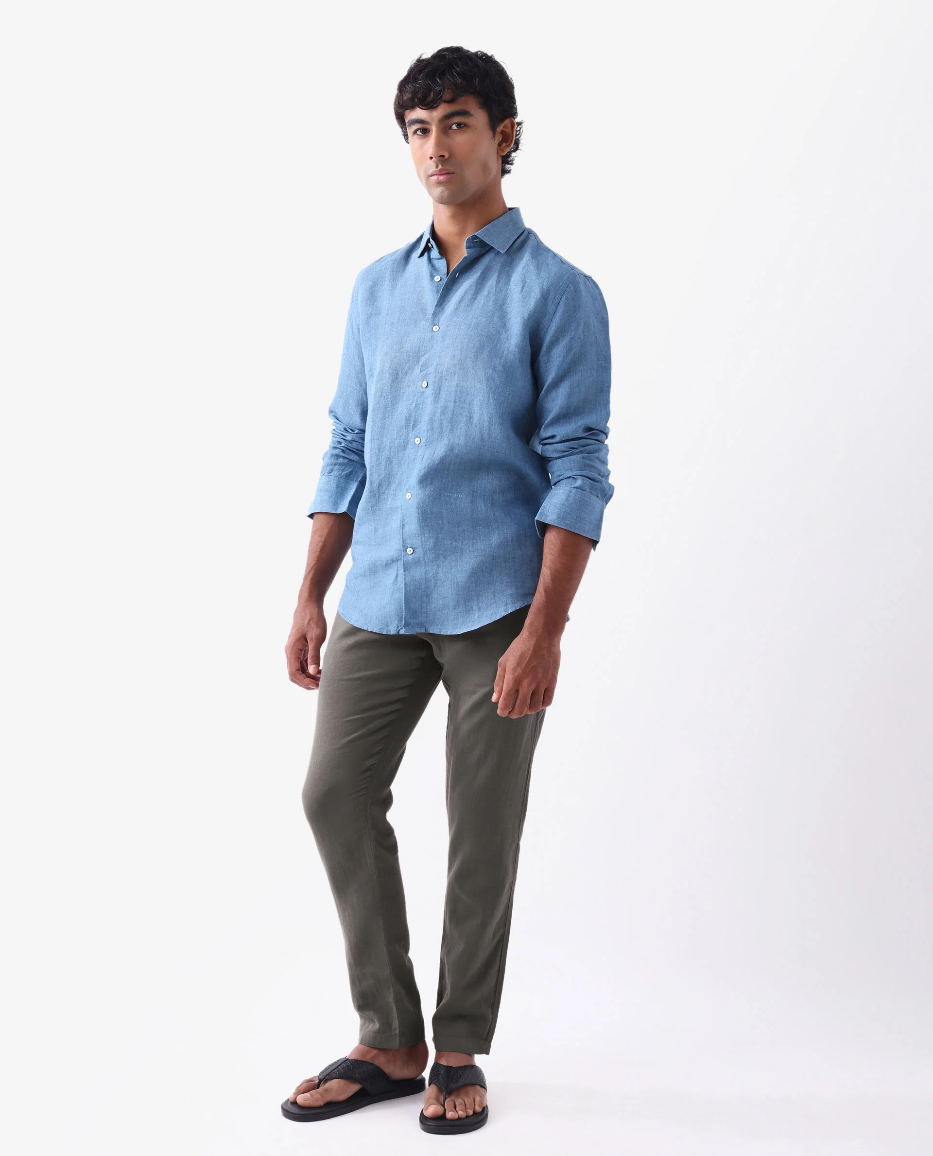 Rare Rabbit Men's Pastor Khaki Linen Blend Regular Fit Trouser - Image 3
