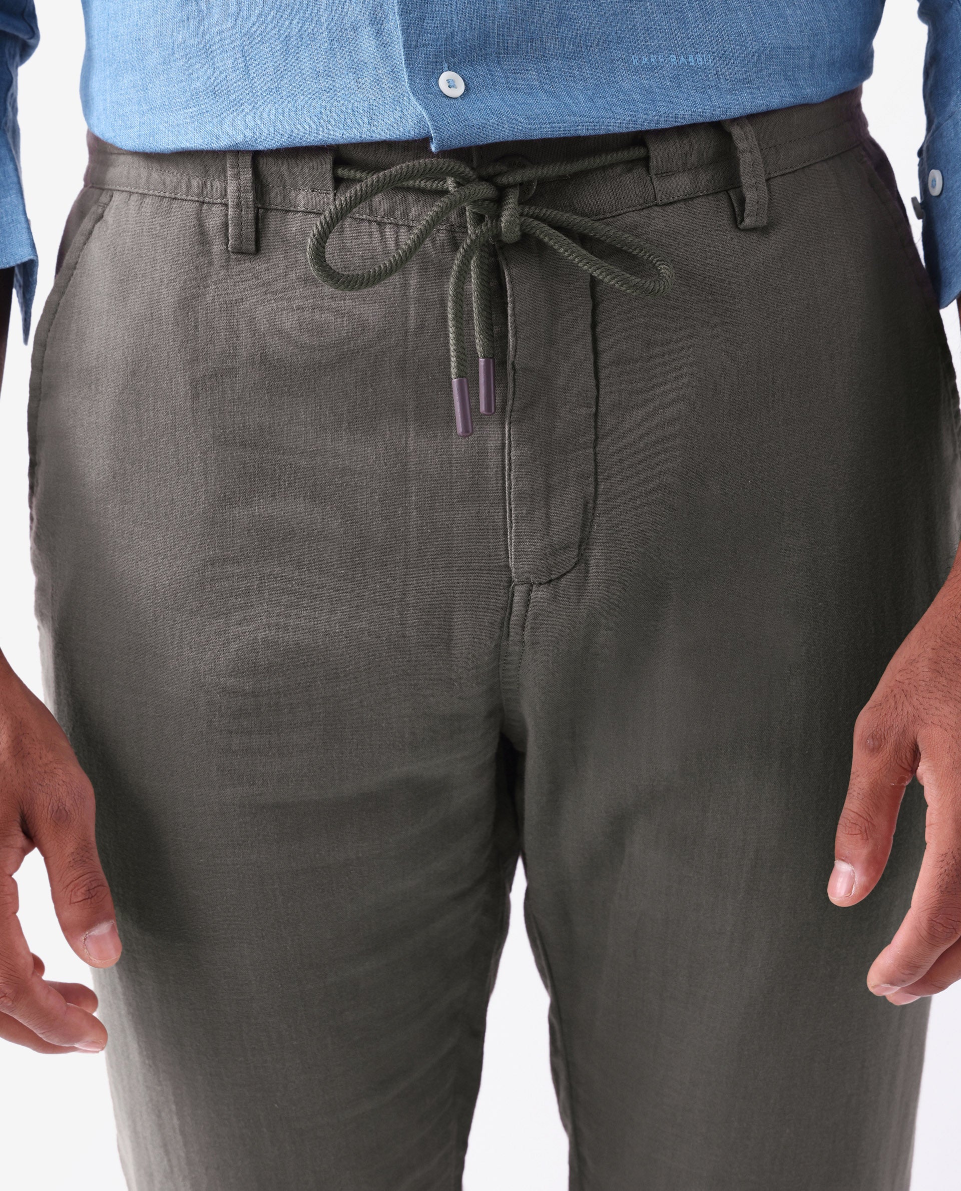 Rare Rabbit Men's Pastor Khaki Linen Blend Regular Fit Trouser - Image 5