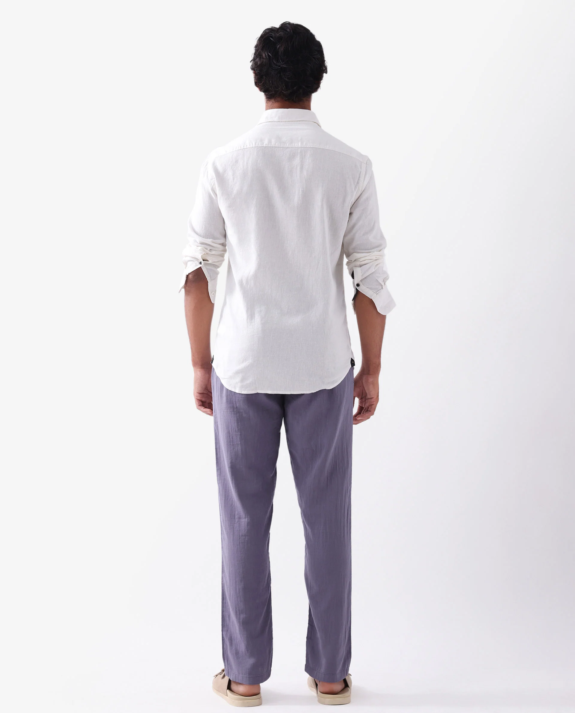 Rare Rabbit Men's Pastor Light Purple Cotton Plain Regular Fit Trouser - Image 3
