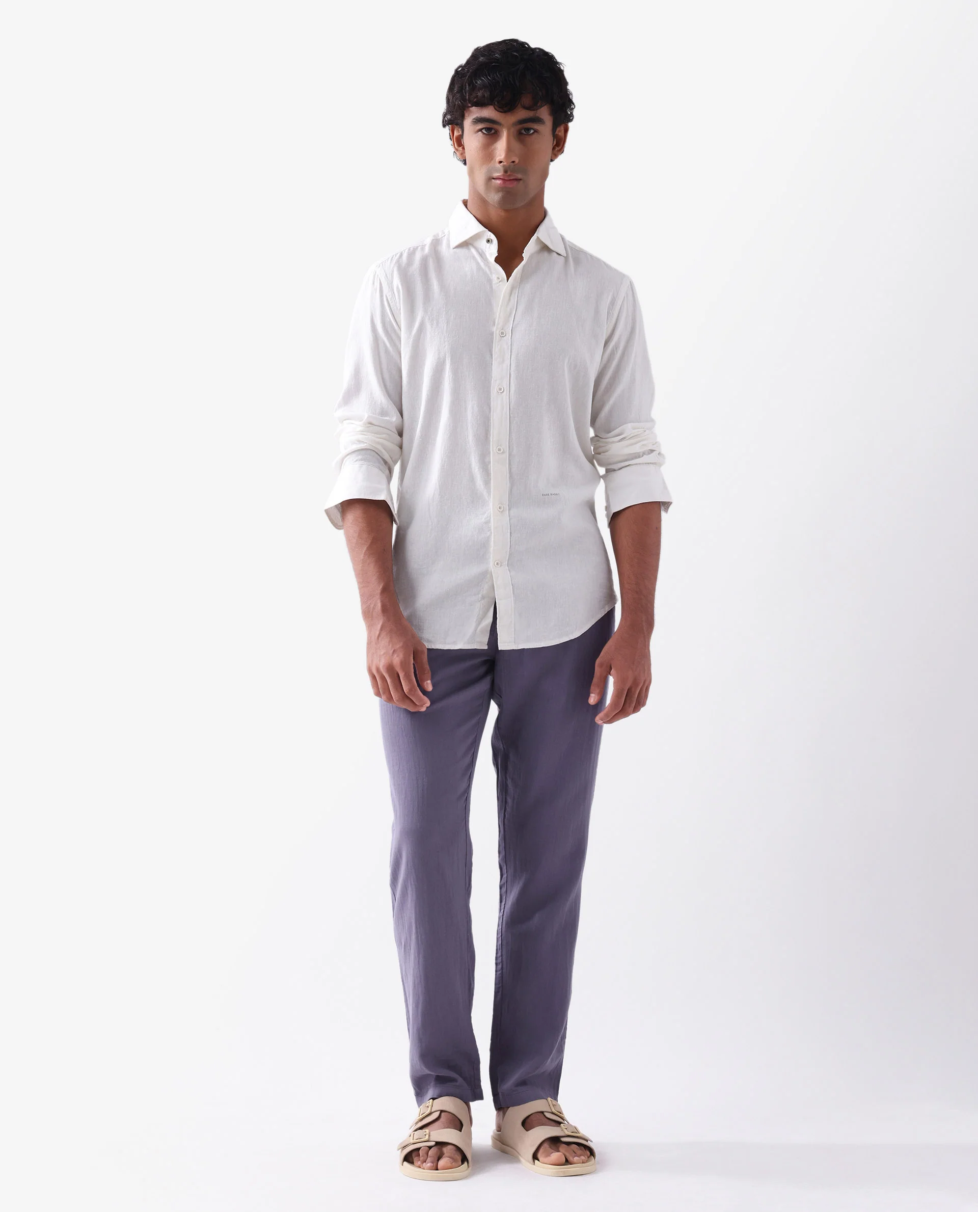 Rare Rabbit Men's Pastor Light Purple Cotton Plain Regular Fit Trouser - Image 4