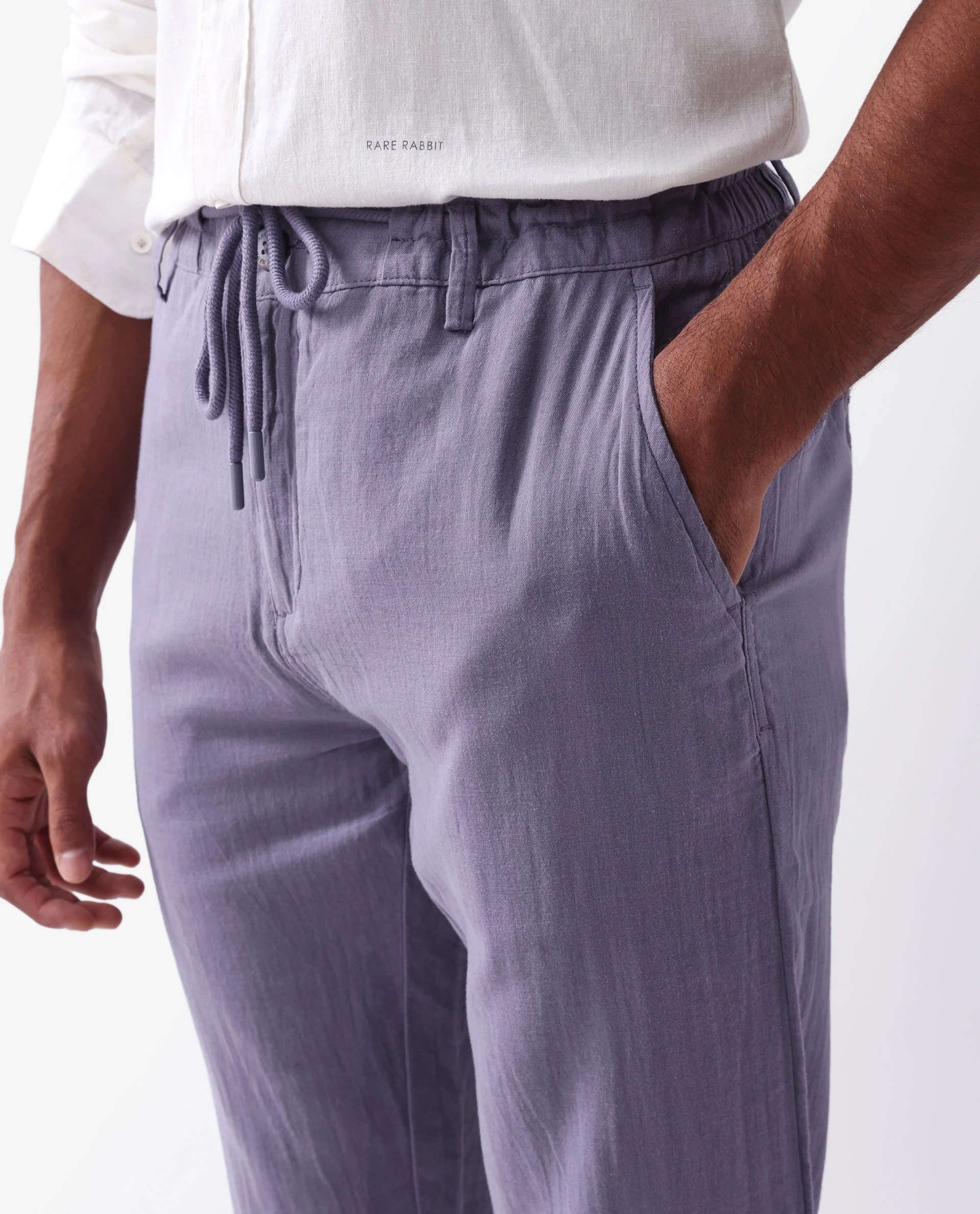 Rare Rabbit Men's Pastor Light Purple Cotton Plain Regular Fit Trouser - Image 6