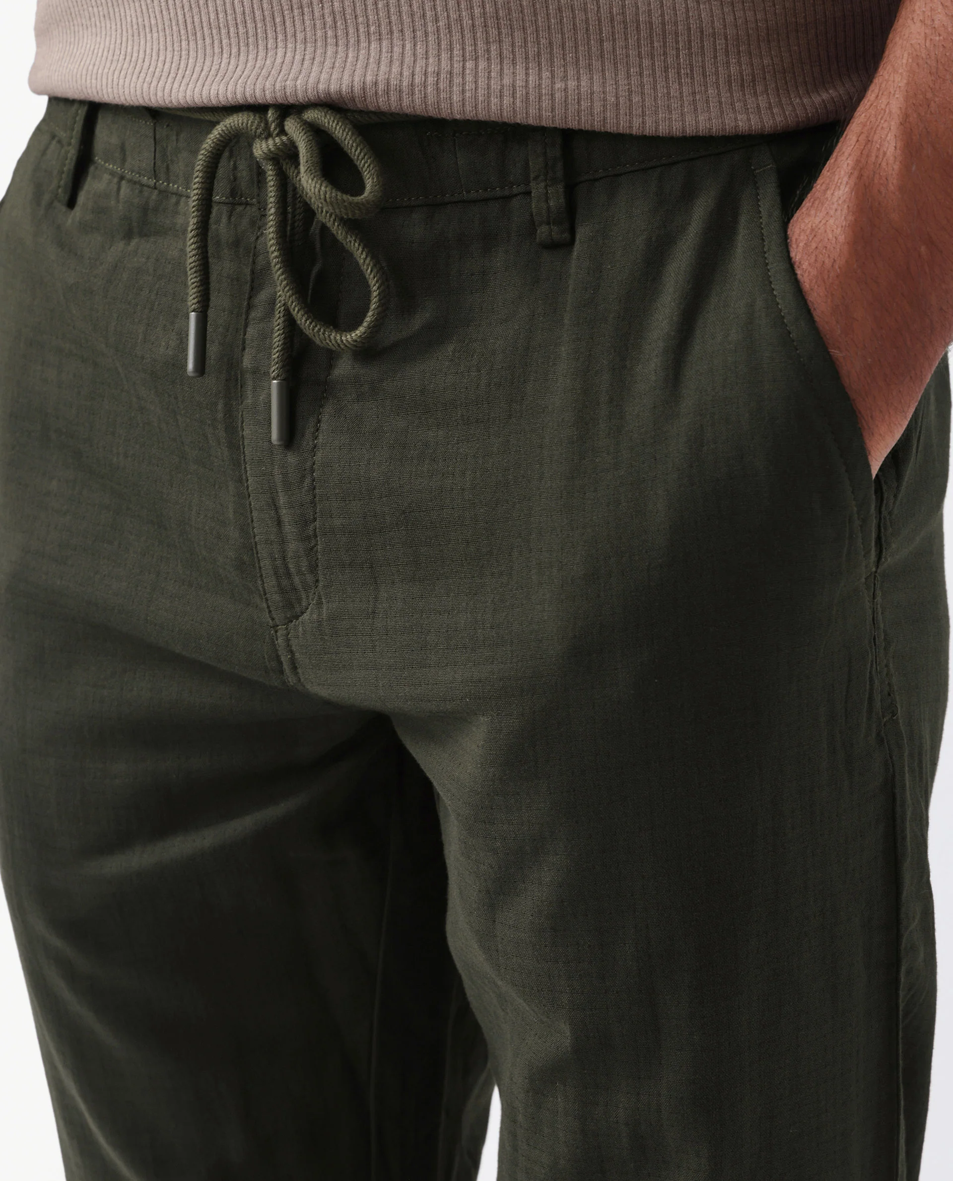 Rare Rabbit Men's Pastor Olive Linen Blend Plain Regular Fit Trouser - Image 2