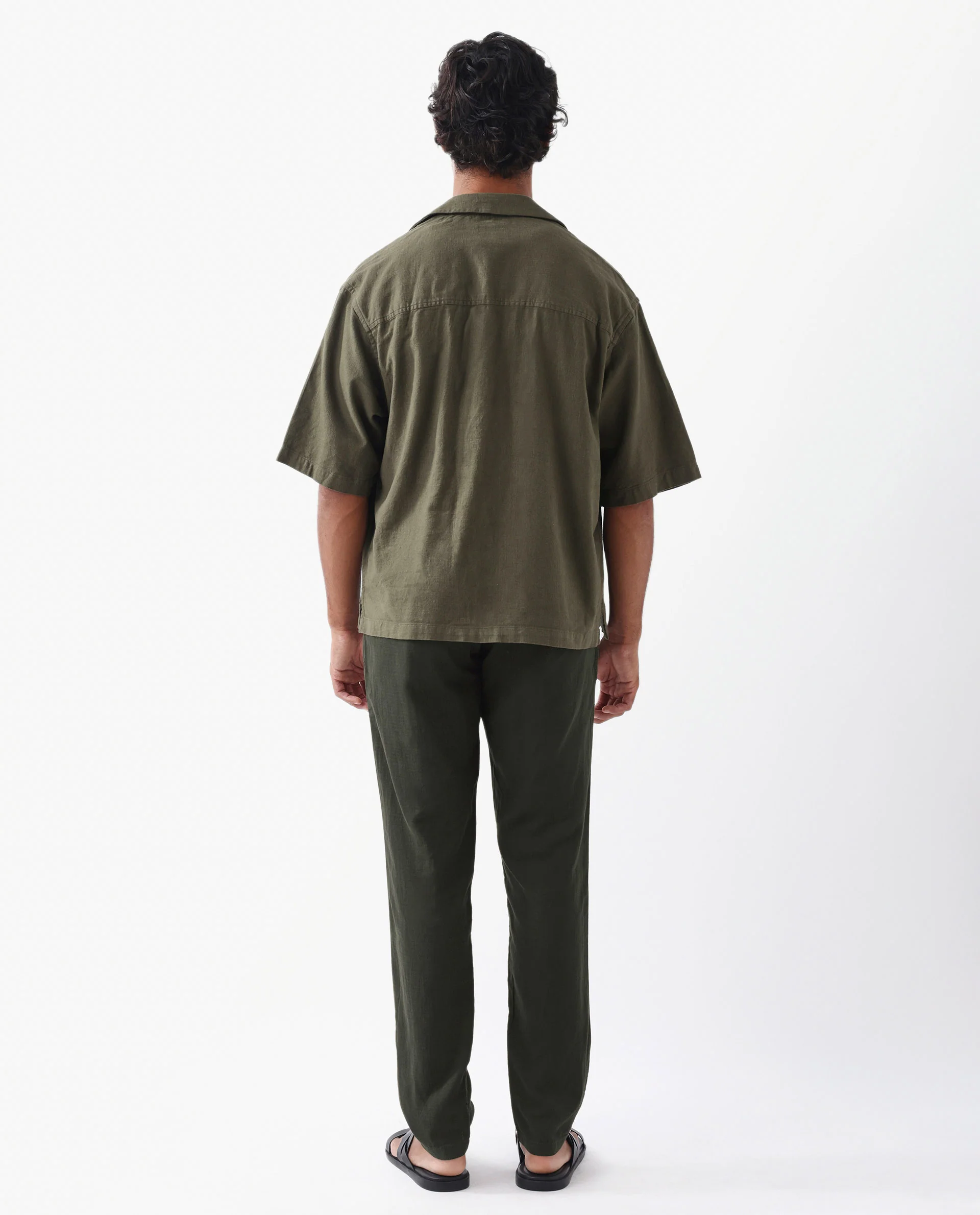 Rare Rabbit Men's Pastor Olive Linen Blend Plain Regular Fit Trouser - Image 6