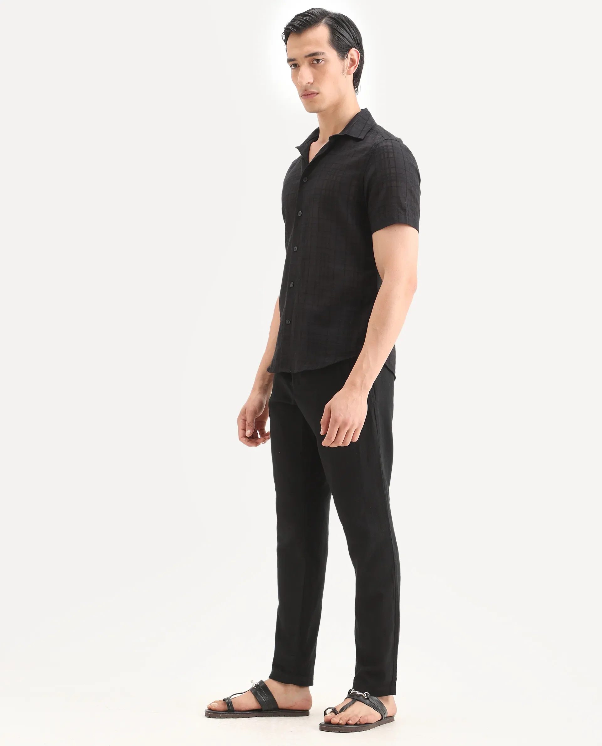 Rare Rabbit Men's Pastor-Ss26 Black Cotton Fabric Regular Fit Drawstring Plain Trouser - Image 5