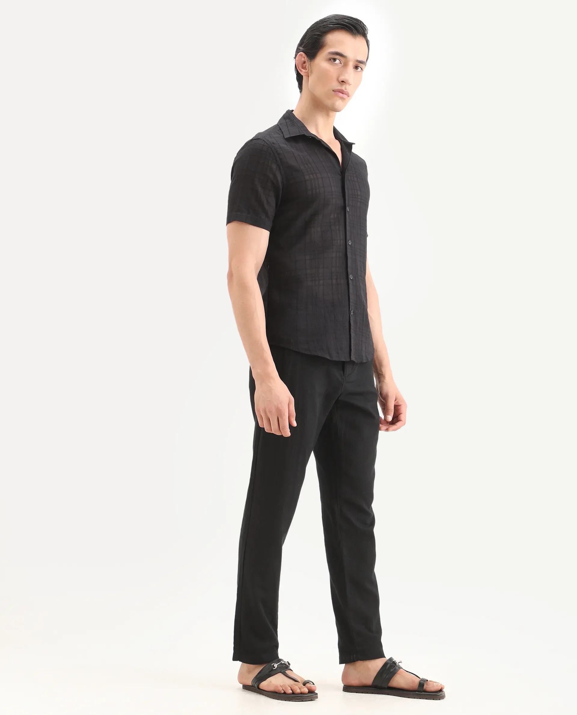 Rare Rabbit Men's Pastor-Ss26 Black Cotton Fabric Regular Fit Drawstring Plain Trouser - Image 6