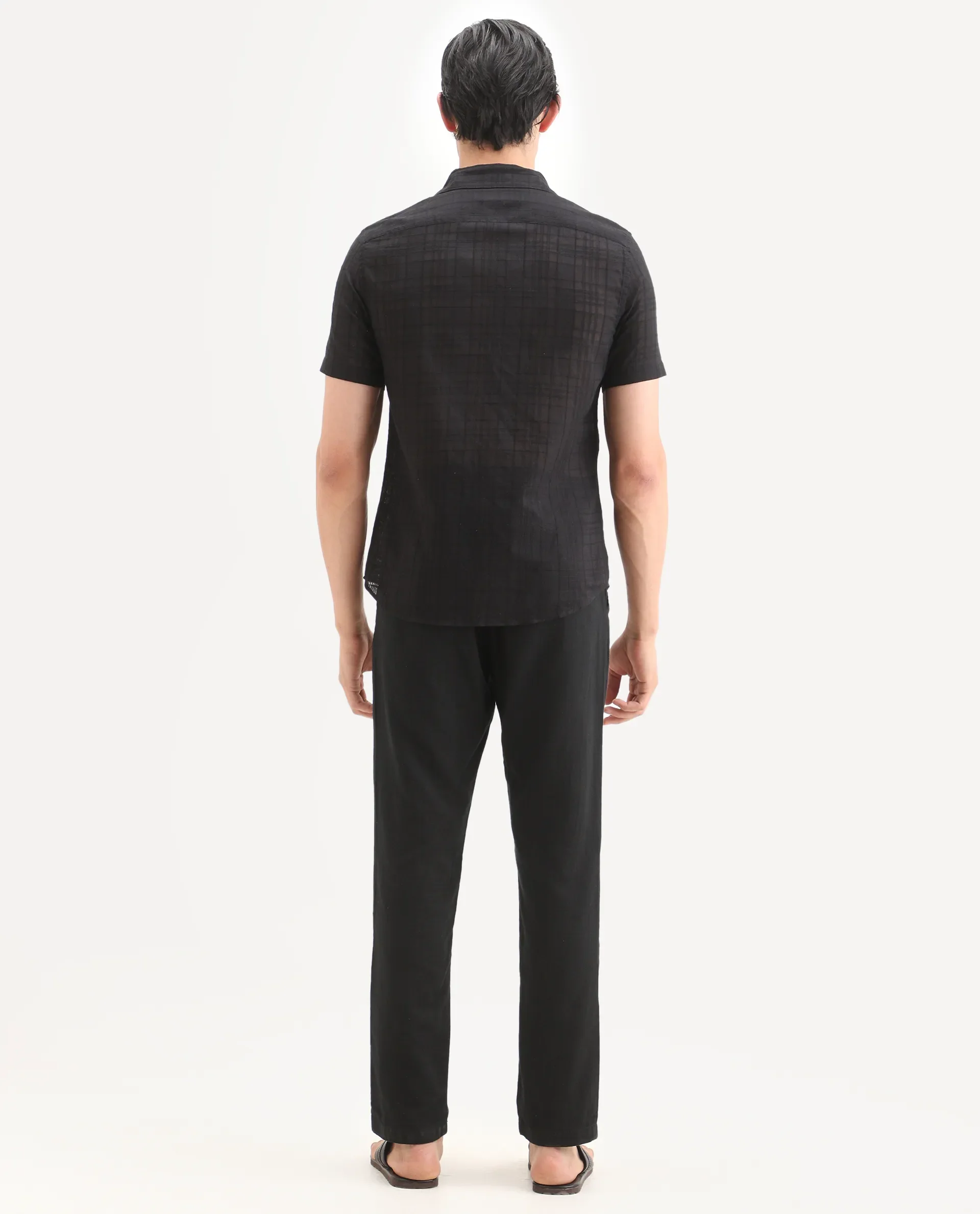 Rare Rabbit Men's Pastor-Ss26 Black Cotton Fabric Regular Fit Drawstring Plain Trouser - Image 7