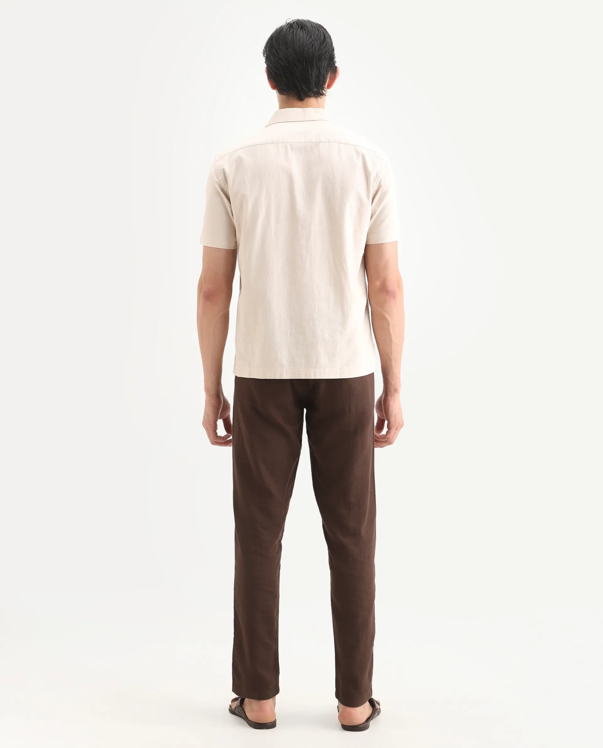 Rare Rabbit Men's Pastor-Ss26 Brown Cotton Fabric Regular Fit Drawstring Plain Trouser - Image 7