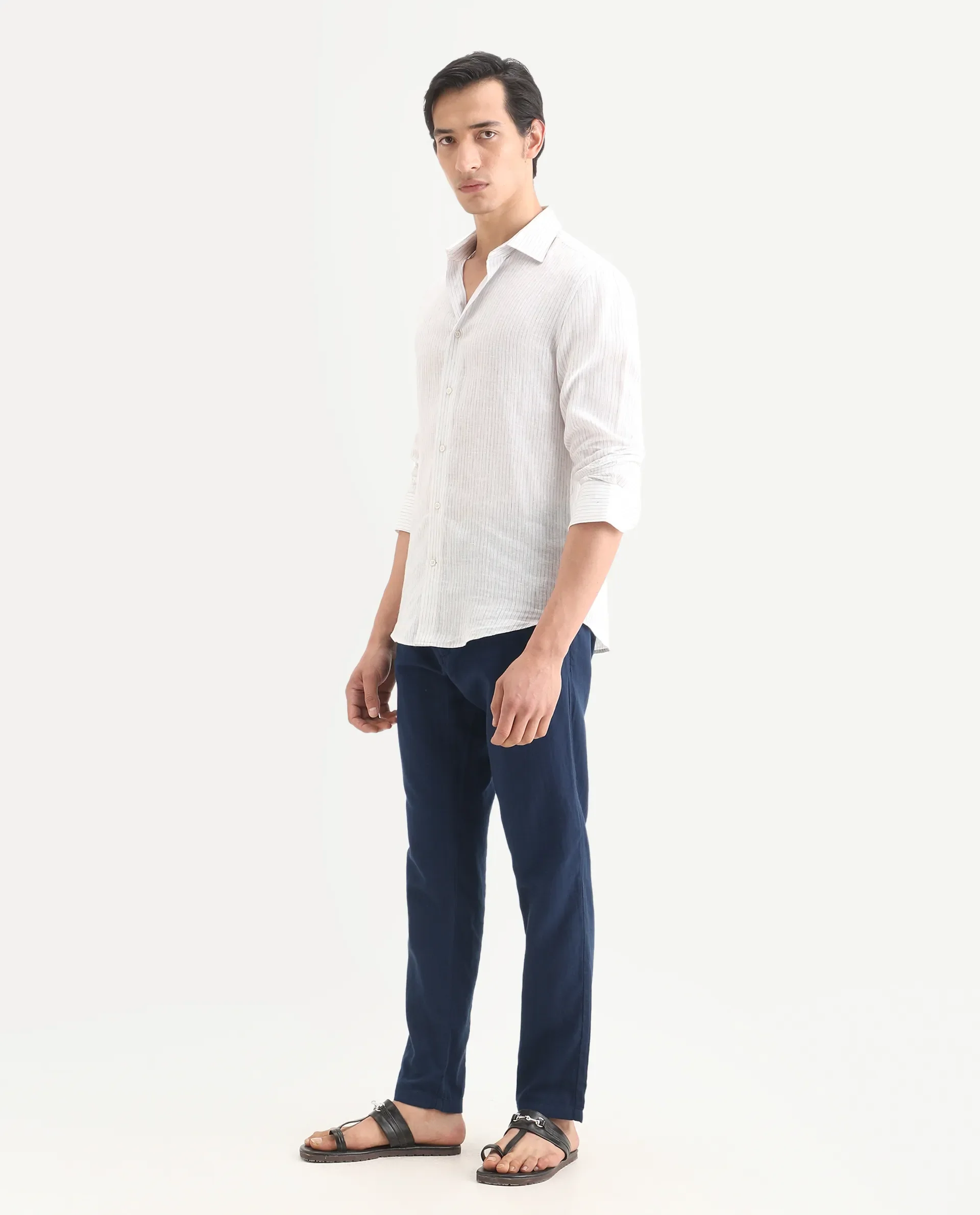 Rare Rabbit Men's Pastor-Ss26 Dark Blue Cotton Fabric Regular Fit Drawstring Plain Trouser - Image 5