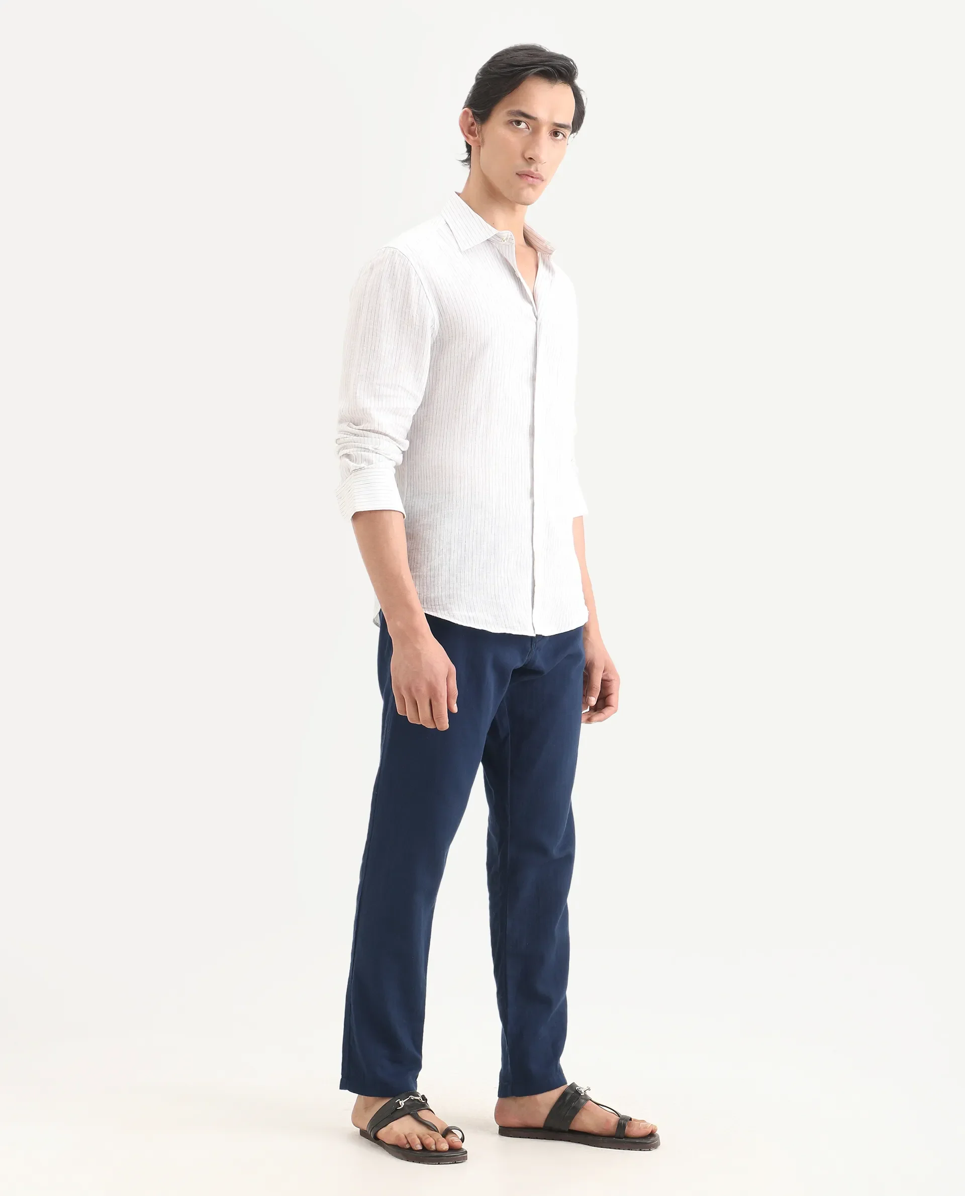 Rare Rabbit Men's Pastor-Ss26 Dark Blue Cotton Fabric Regular Fit Drawstring Plain Trouser - Image 6